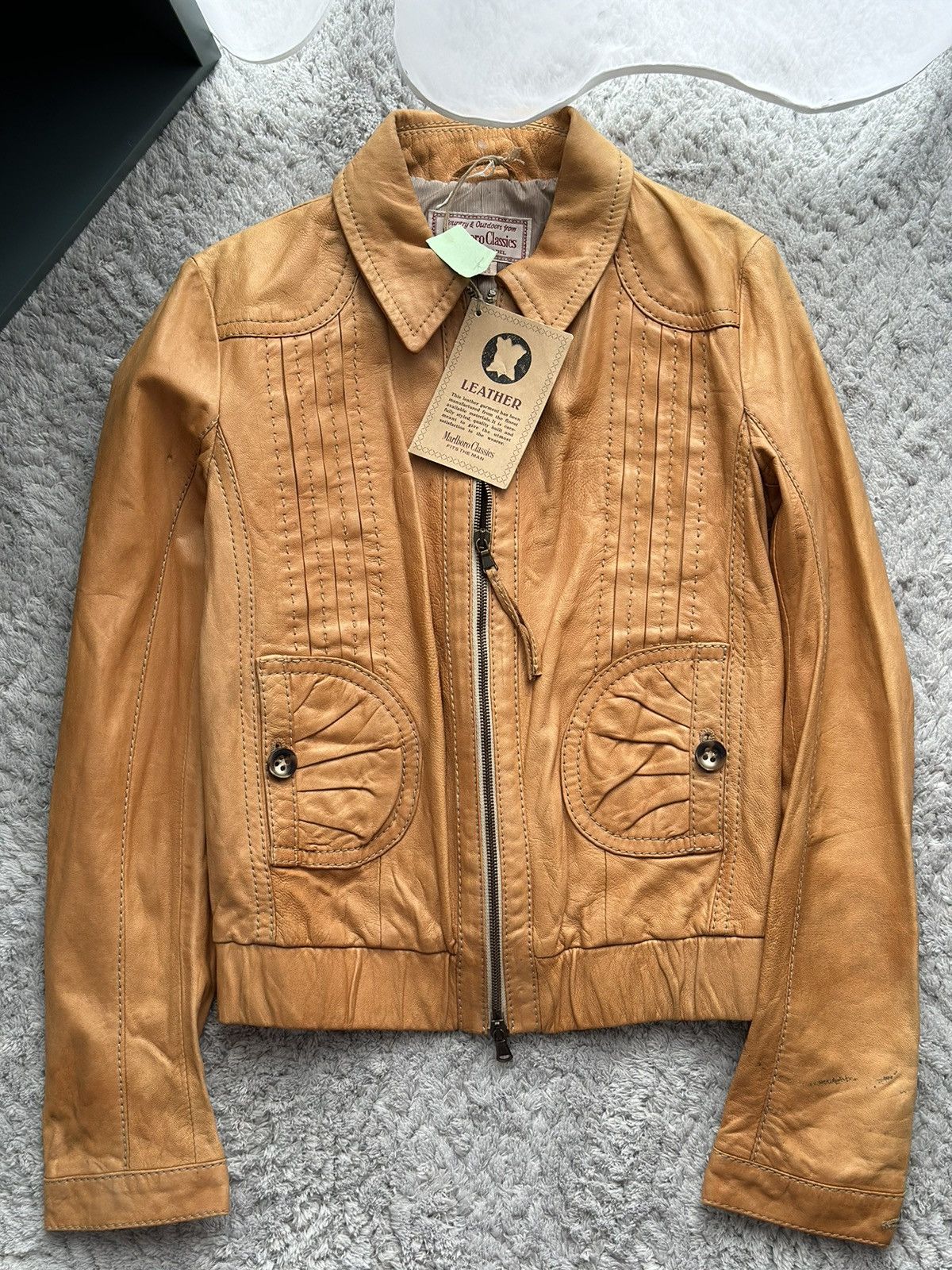 image of Leather Jacket x Marlboro Classics Vera Pelle Lambskin Country &outdoors in Brown, Women's (Size Sm