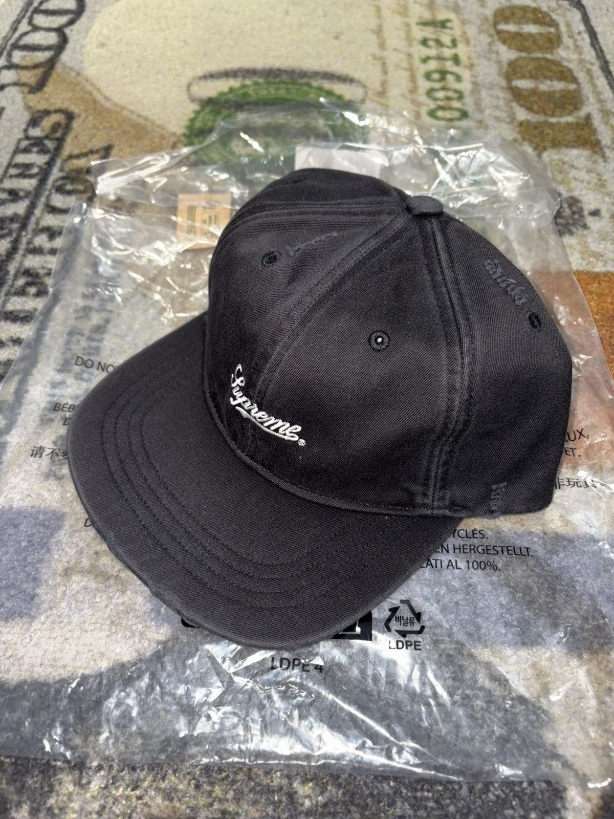 Supreme Supreme SS19 Cordura Script Logo 6 Panel Hat Black | Grailed