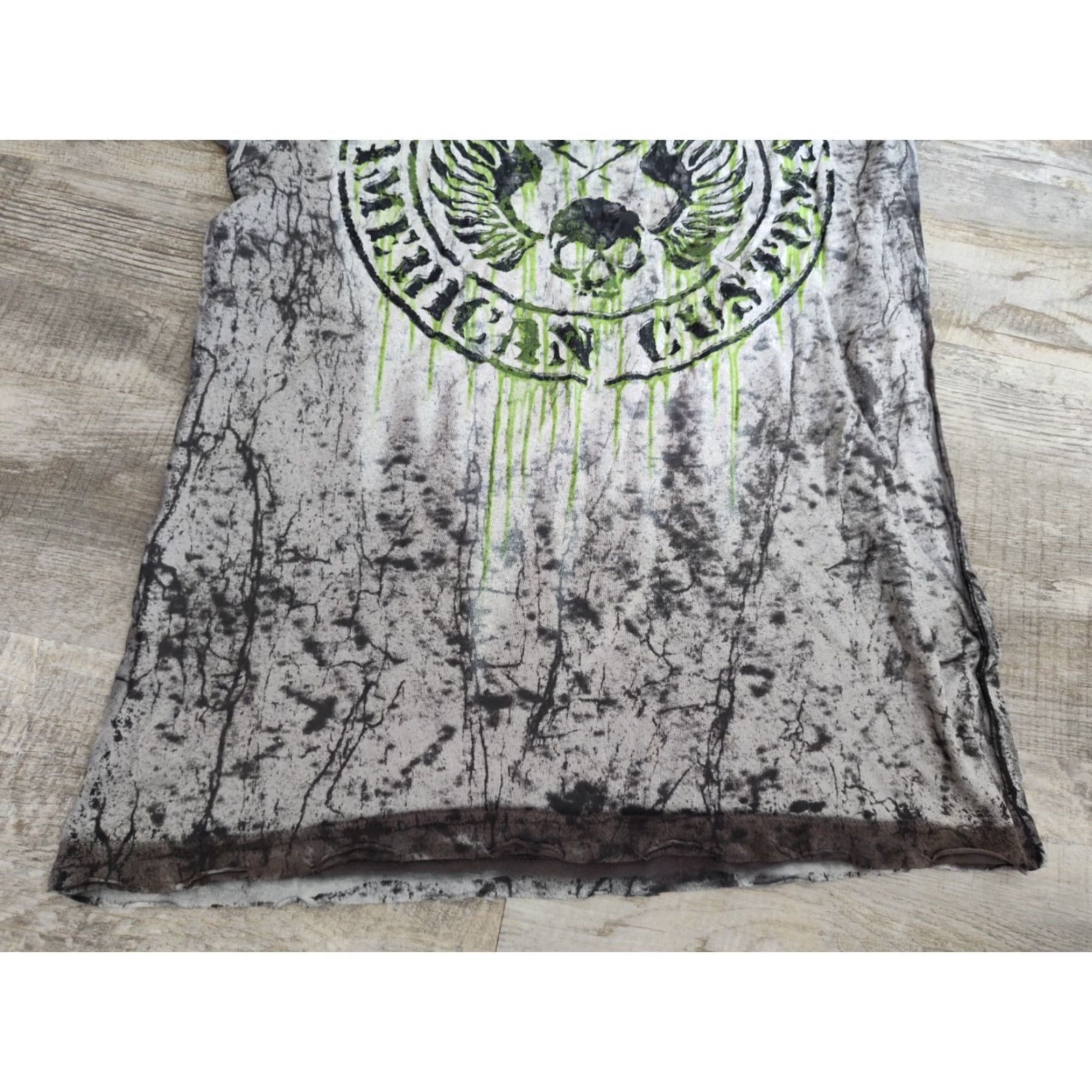 Affliction VINTAGE Affliction American Customs Men's Tie Dye T-Shirt Short Sleeve Crew Neck Gray Cotton Biker Motorcycle Skull M USA Made Size US M / EU 48-50 / 2 - 2 Thumbnail