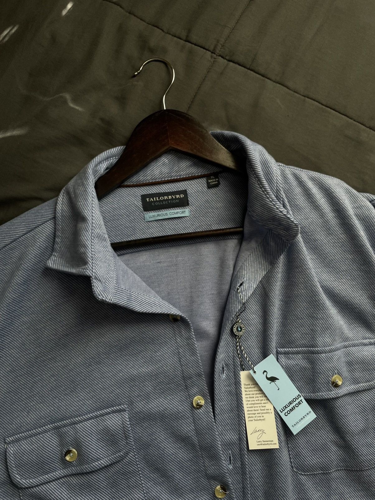 Tailorbyrd TailorByrd Mélange Solid Shirt Jacket Size US XL / EU 56 / 4 - 3 Thumbnail