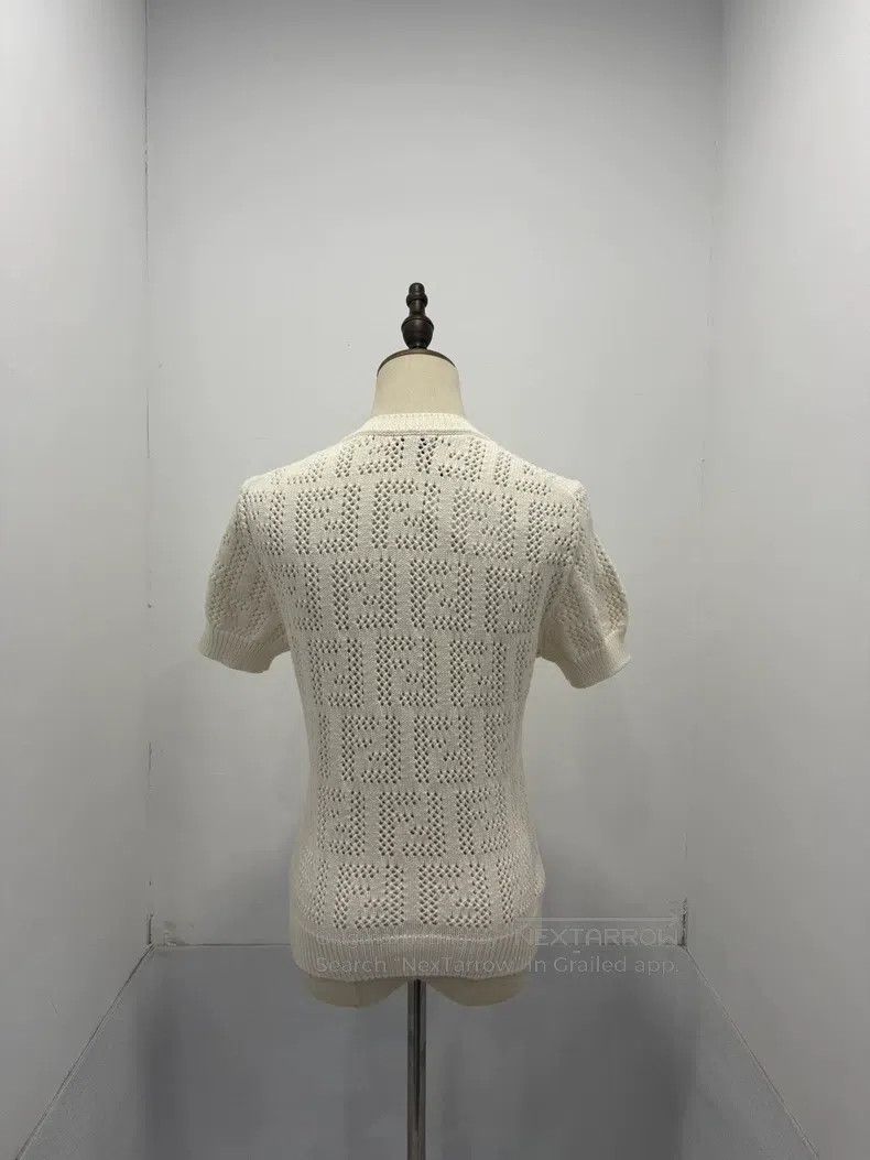 Fendi Fendi FF Logo Embossed Openwork Knit Short Sleeve Size S / US 4 / IT 40 - 2 Thumbnail