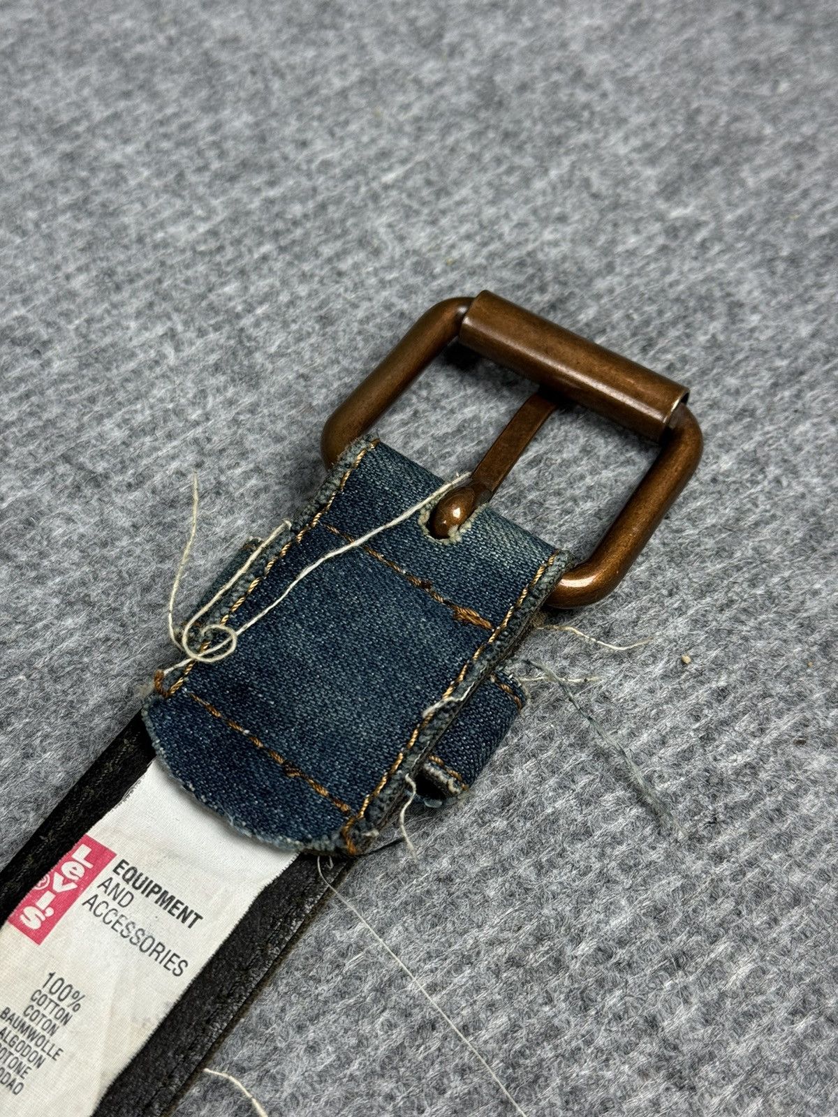 Genuine Leather × Levi's Levis Leather Distressed Denim Belt Size 32 - 8 Thumbnail