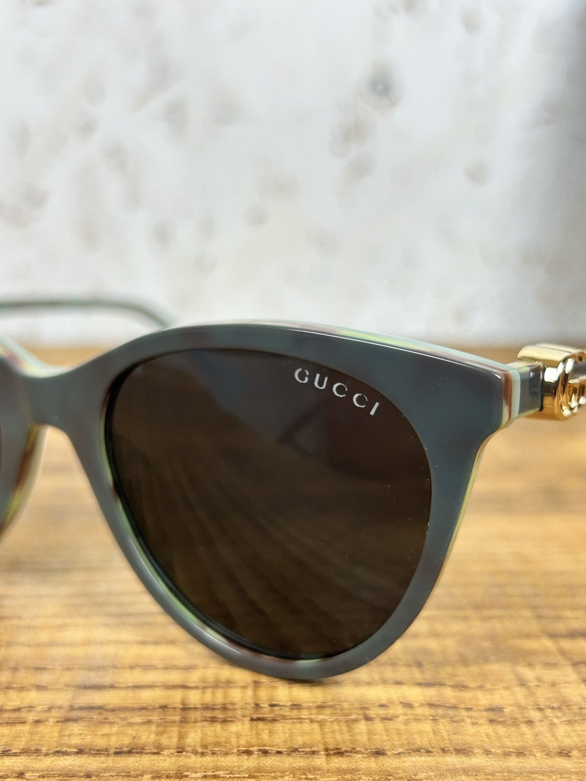 Gucci Gucci Cat Eye Sunglasses GG1136 C7 Green Size ONE SIZE - 3 Thumbnail