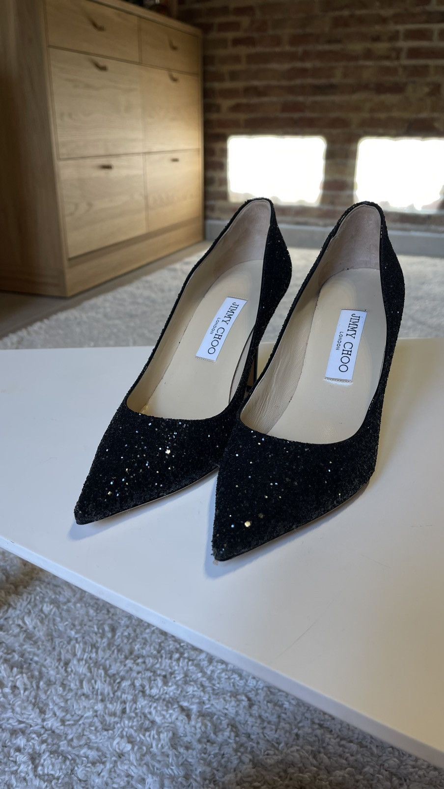 Jimmy Choo Jimmy Choo Black Glitter Pumps Size 39 Size US 9 / IT 39 - 6 Thumbnail