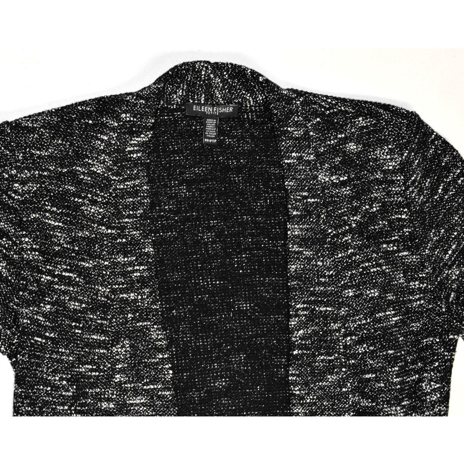 Eileen Fisher EILEEN FISHER Blk/Wht Cotton Blend Cardigan Sweater Sz PP Size S / US 4 / IT 40 - 4 Thumbnail