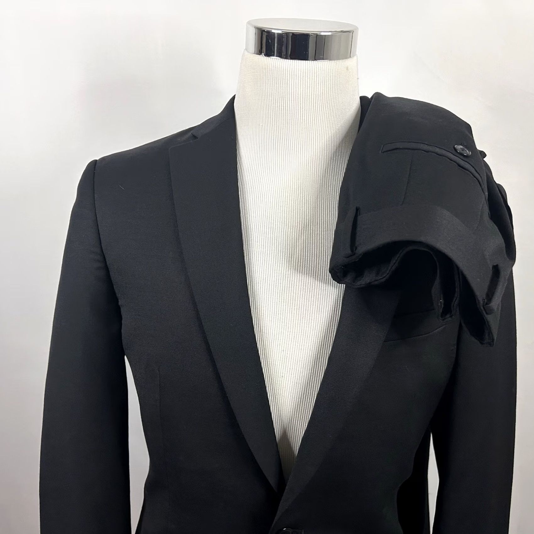 Bar III Bar III Suit Black 38L 34x32 Two Button Flat Front 100% Wool Lined Double Vented Mens Size 34R - 2 Thumbnail
