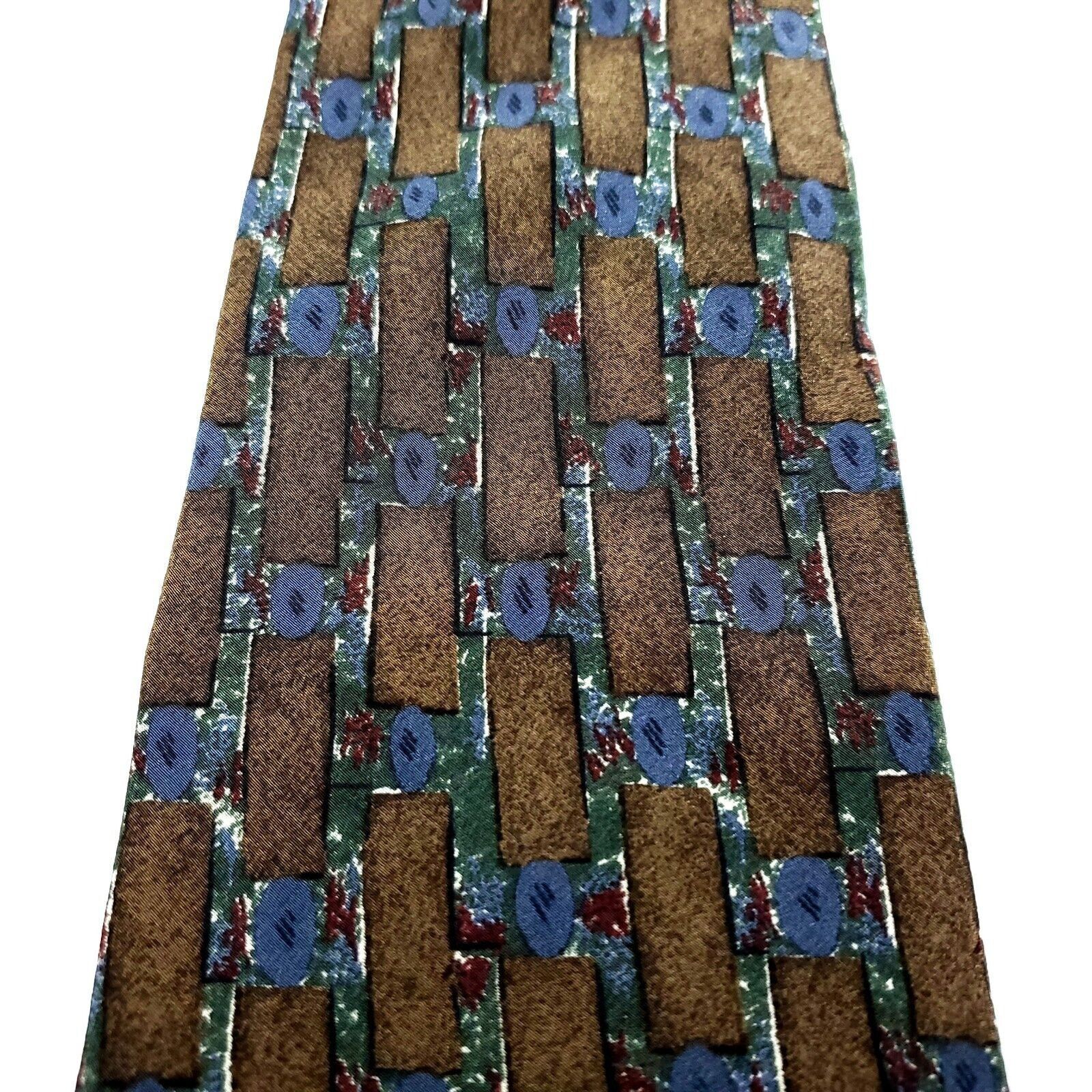 Lord & Taylor Lord Taylor Silk Tie Brown Print USA Short Wide Size ONE SIZE - 2 Thumbnail