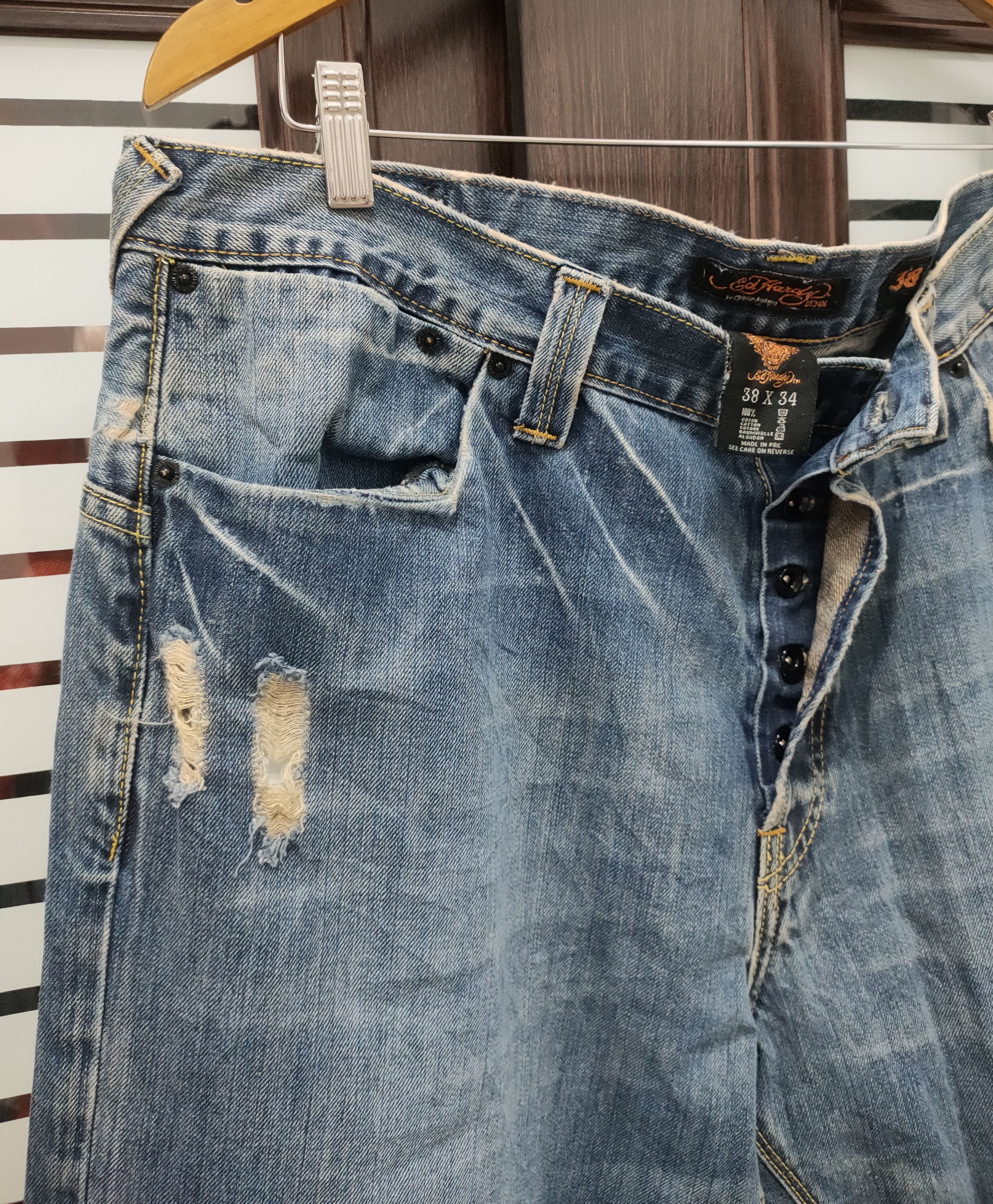 Ed Hardy 🔥 Wide Leg Ed Hardy by Christian Audigier Distressed 🔥 Size US 38 / EU 54 - 2 Thumbnail