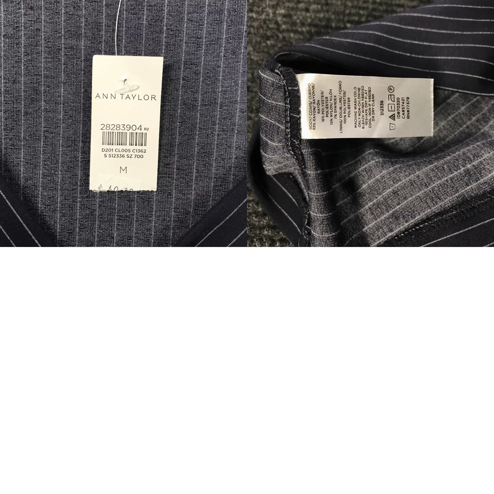 Ann Taylor Ann Taylor Navy Blue Pinstripe Wrap Front Peplum Top Long Sleeve M Womens Shirt Size M / US 6-8 / IT 42-44 - 8 Thumbnail