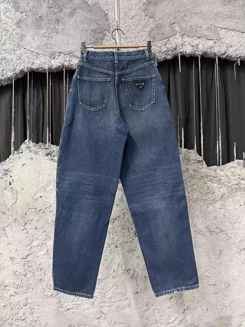 Prada Prada Metallic Triangle Denim Pants-dmc Size US 26 / EU 42 - 1 Thumbnail