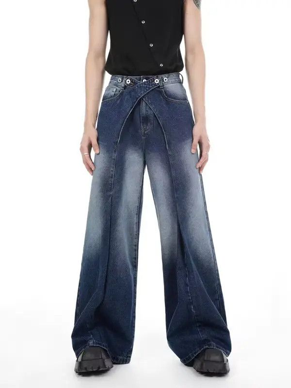 VIBE Vintage washed distressed paneled wide-leg jeans Size US 32 / EU 48 - 1 Thumbnail