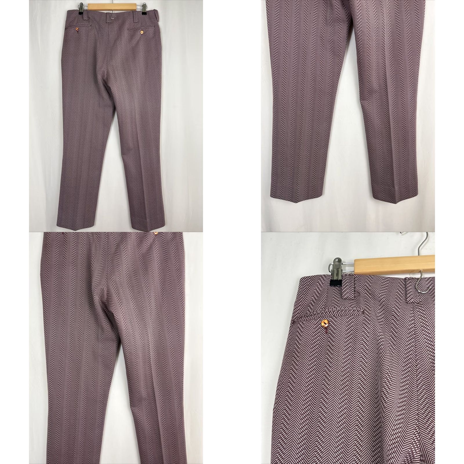 Armani VINTAGE Marman Pants 34x30 Mens/Unisex Polyester Herringbone Maroon White 60s 1960s Size US 34 / EU 50 - 8 Thumbnail