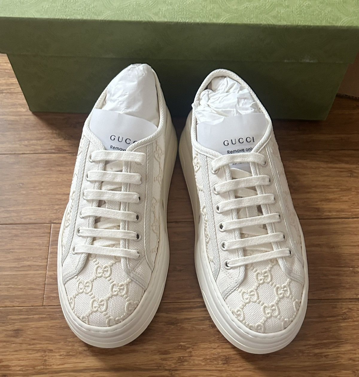 Gucci Gucci Tennis 1977 GG Embroidery Low Top Sneaker Off White Size US 10.5 / IT 40.5 - 4 Thumbnail