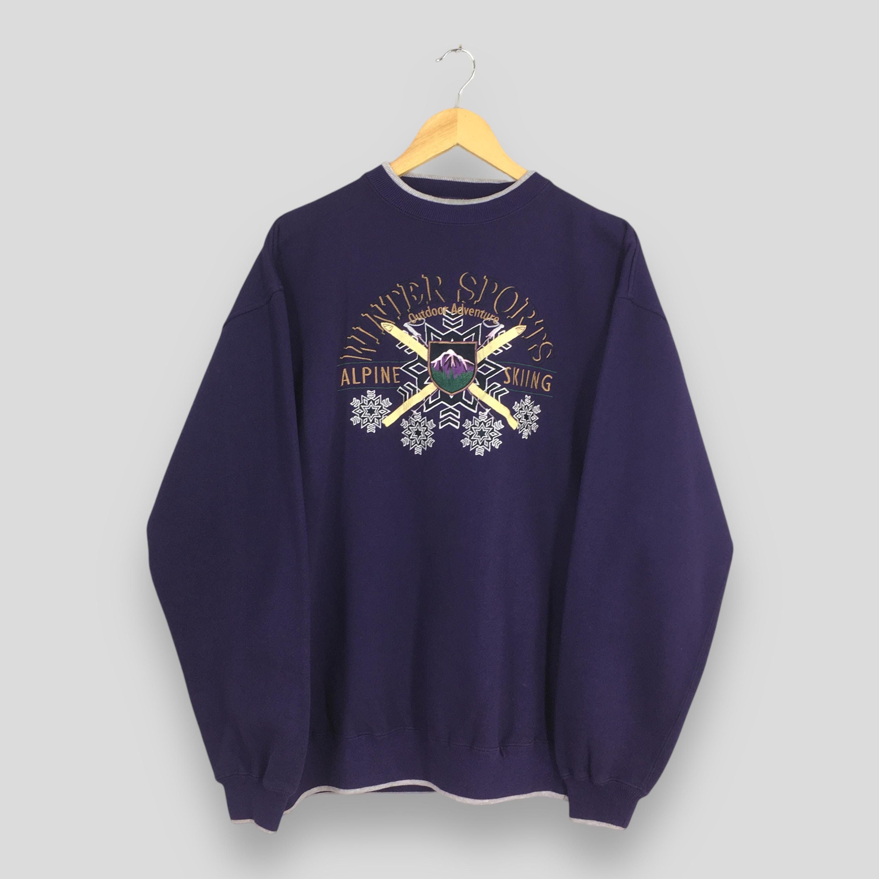 Vintage Vintage Alpine Skiing Mountain Purple Sweatshirts Large Size US L / EU 52-54 / 3 - 1 Thumbnail