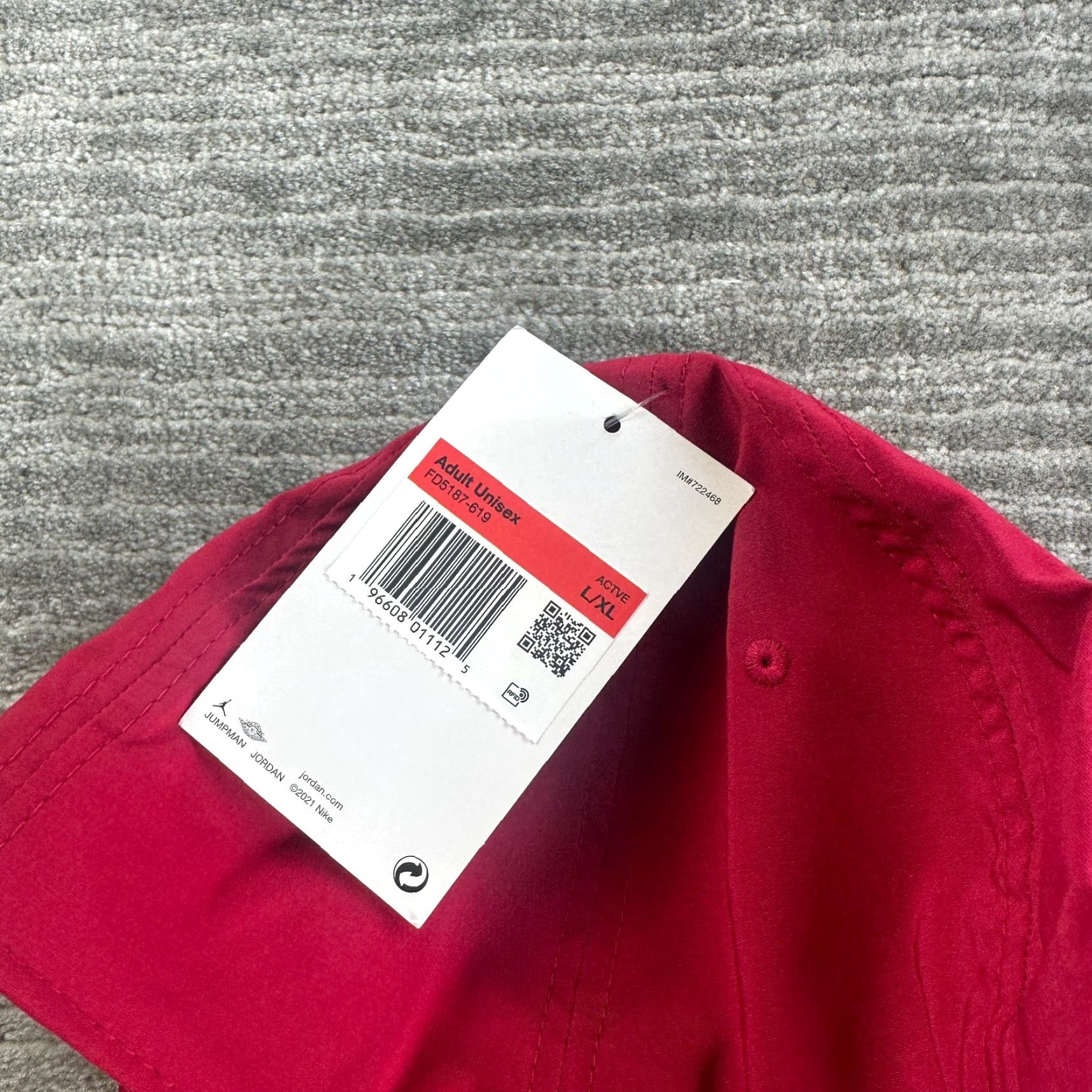 Jordan Brand Jordan Rise Structured Jumpman Active Cap Hat Adult Unisex L/XL Red FD5187-619 Lightweight Breathable Size ONE SIZE - 7 Thumbnail