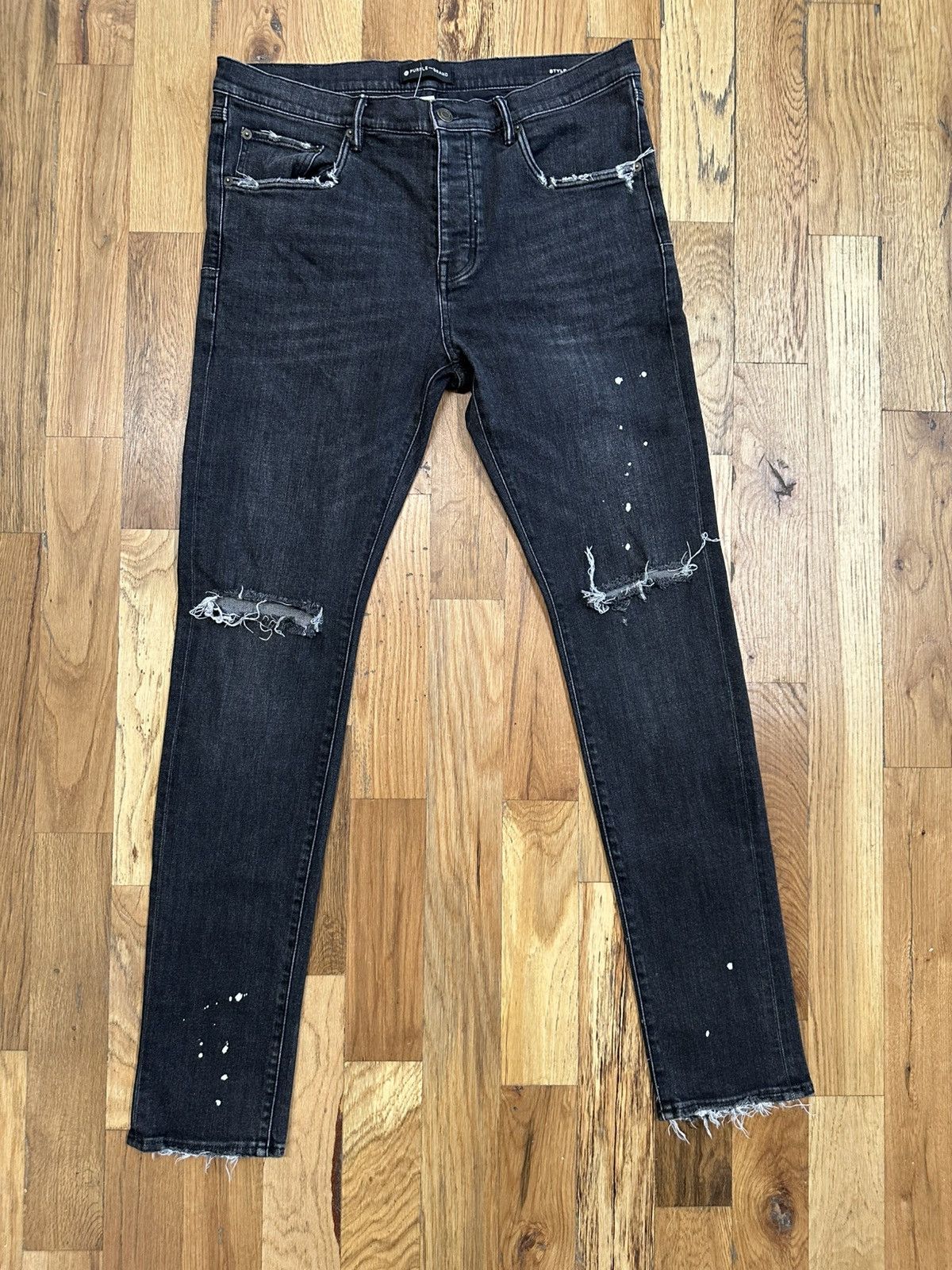 Purple Brand Purple Brand Knee Rip Faded Black Denim Jeans Size 36 Size US 36 / EU 52 - 1 Thumbnail