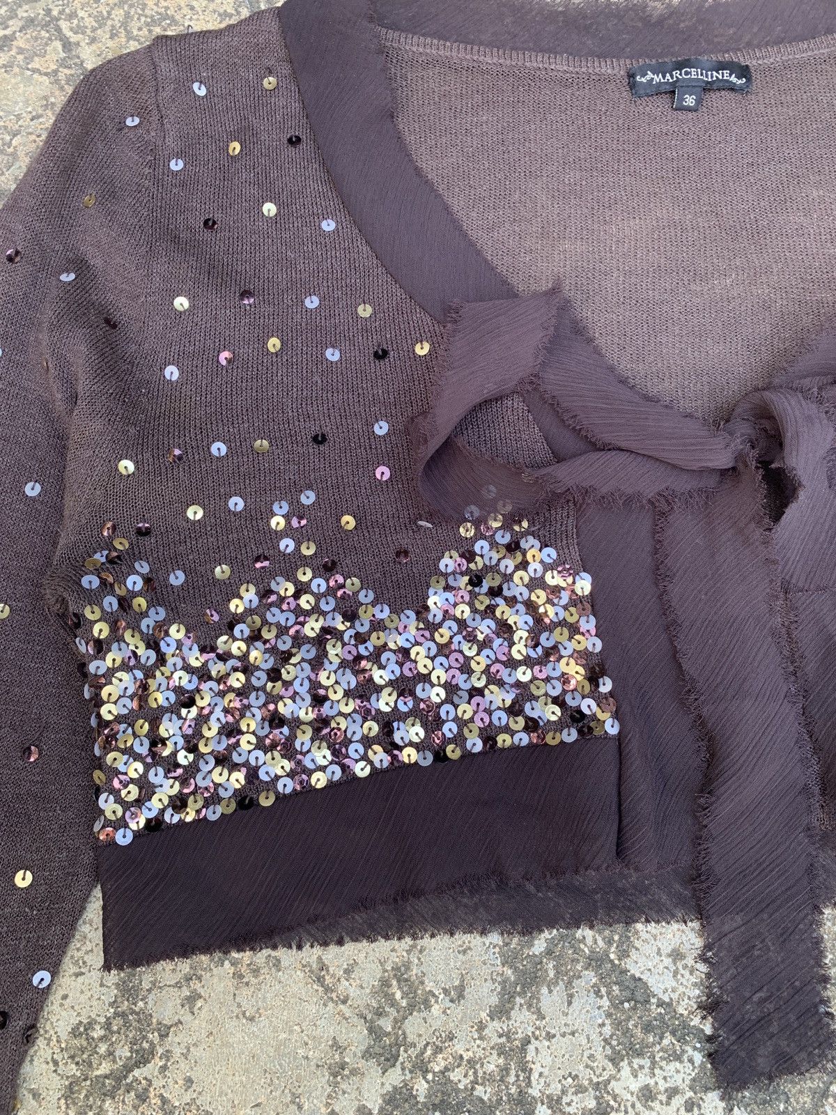 If Six Was Nine × Japanese Brand 2000s Marcelline Knitted Bowtie Beady Cropped Cardigan Size M / US 6-8 / IT 42-44 - 4 Thumbnail