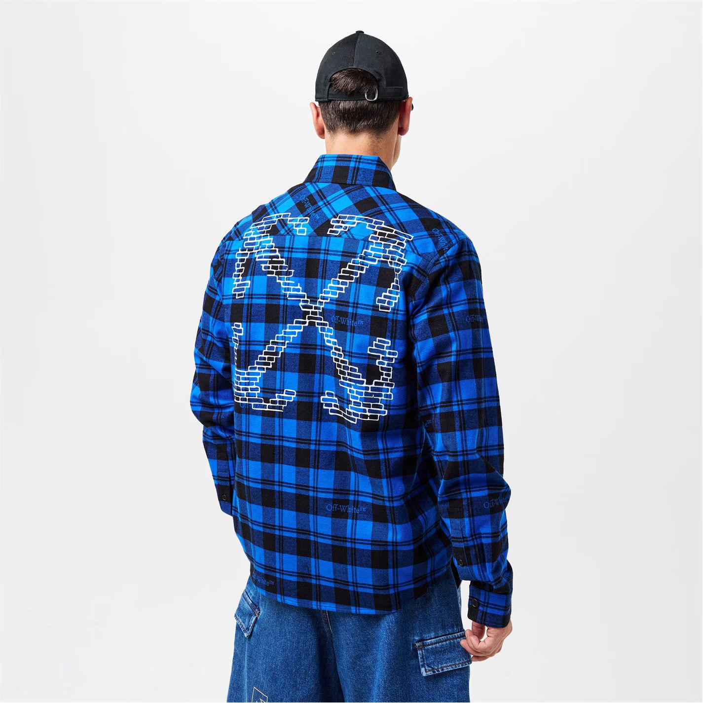 Off-White o1g2r1mq0326 Arrow Plaid Embroidered Shirt in Blue/Black Size US M / EU 48-50 / 2 - 3 Thumbnail