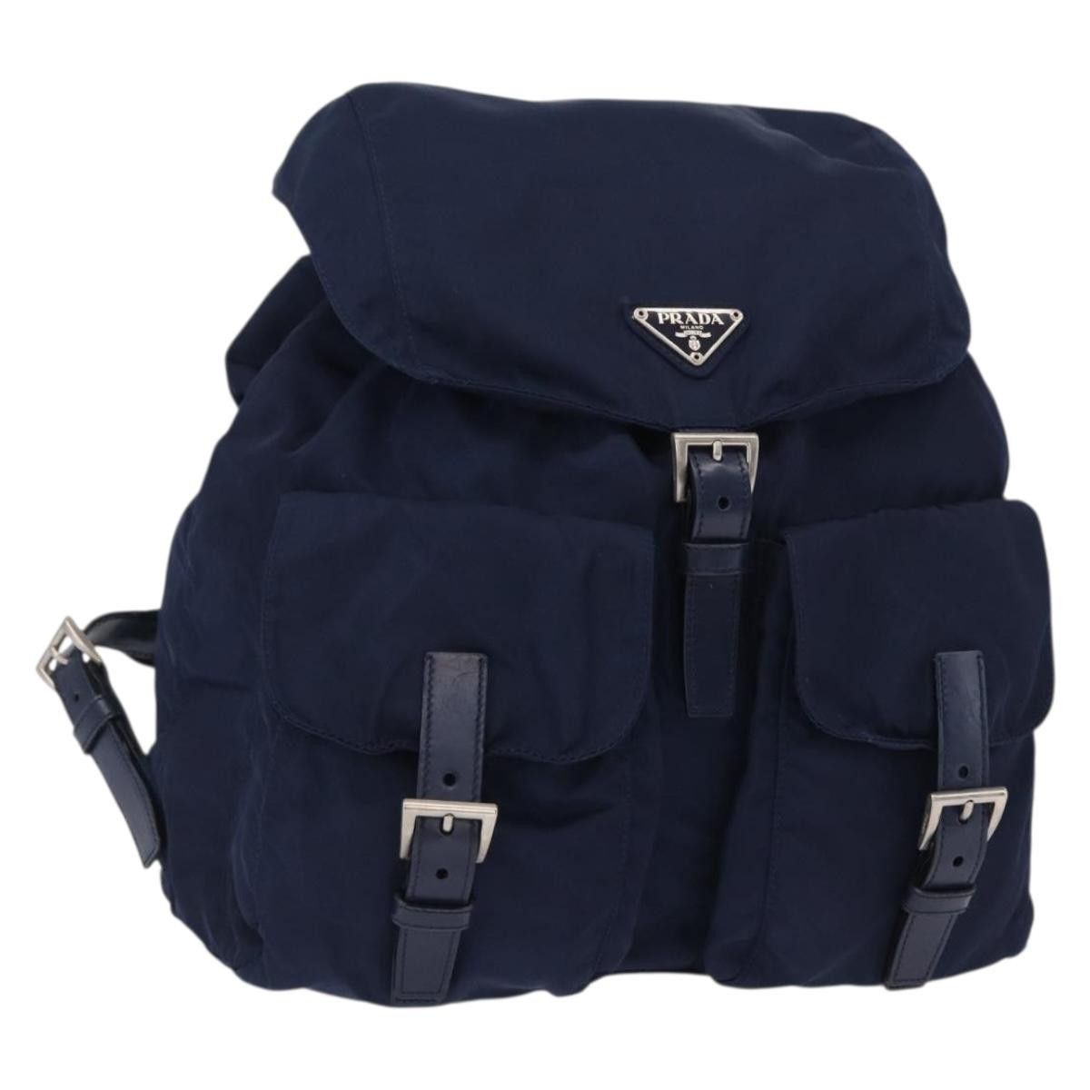 Prada Prada Vela Double Front Pocket Backpack Tessuto with Saffiano Leather Size ONE SIZE - 1 Thumbnail