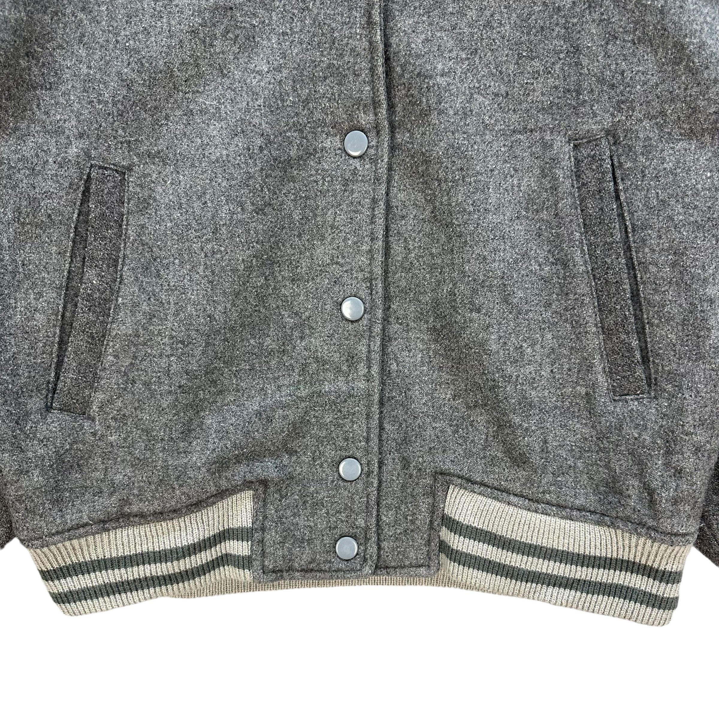 GOODDAY Gray Wool Varsity Jacket #A21-0490
