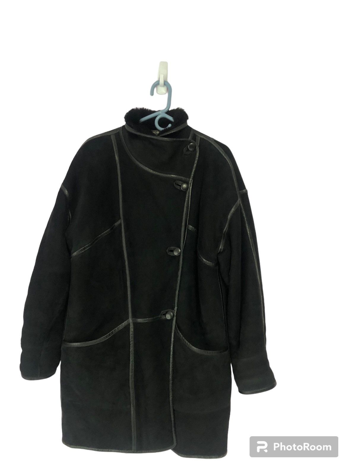 image of Vintage Jacques Jekel Sheepskin Women Coat in Black (Size Large)