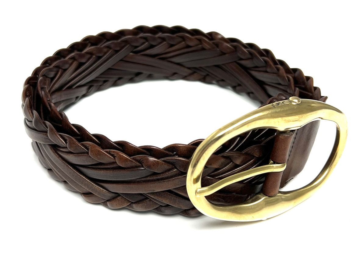 Yves Saint Laurent YVES SAINT LAURENT GOLD TONE BUCKLE W/ BRAIDED LEATHER BELT Size ONE SIZE - 8 Thumbnail