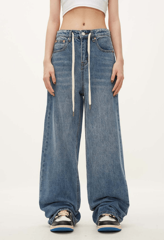 Japanese Brand × Jean Men's American retro high waist drawstring straight jeans Size US 32 / EU 48 - 1 Thumbnail