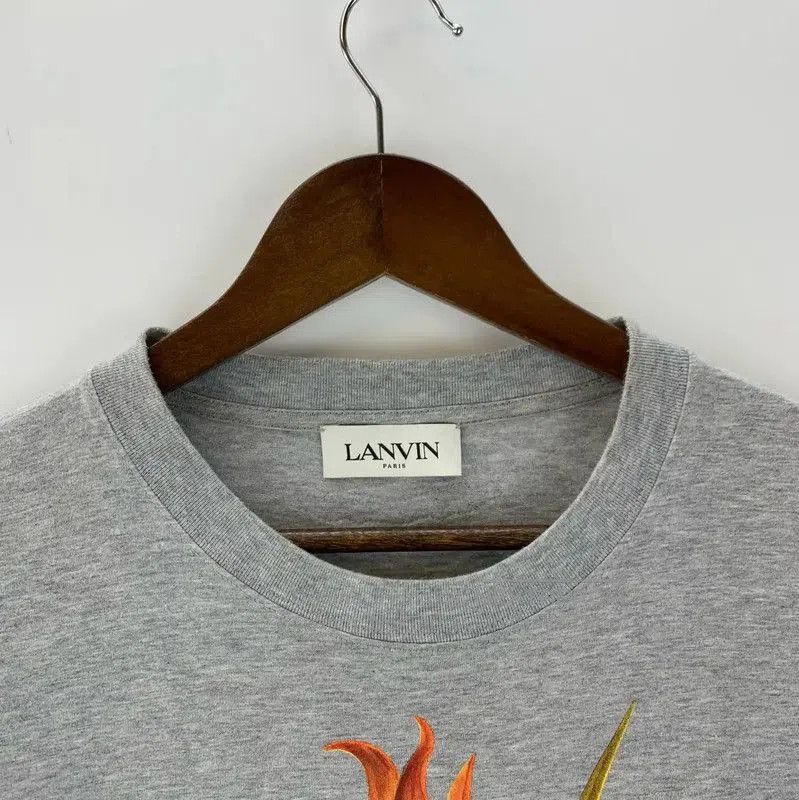 Lanvin LANVIN Men's Gray Cotton T-Shirt with Heart Design . Size US L / EU 52-54 / 3 - 3 Thumbnail