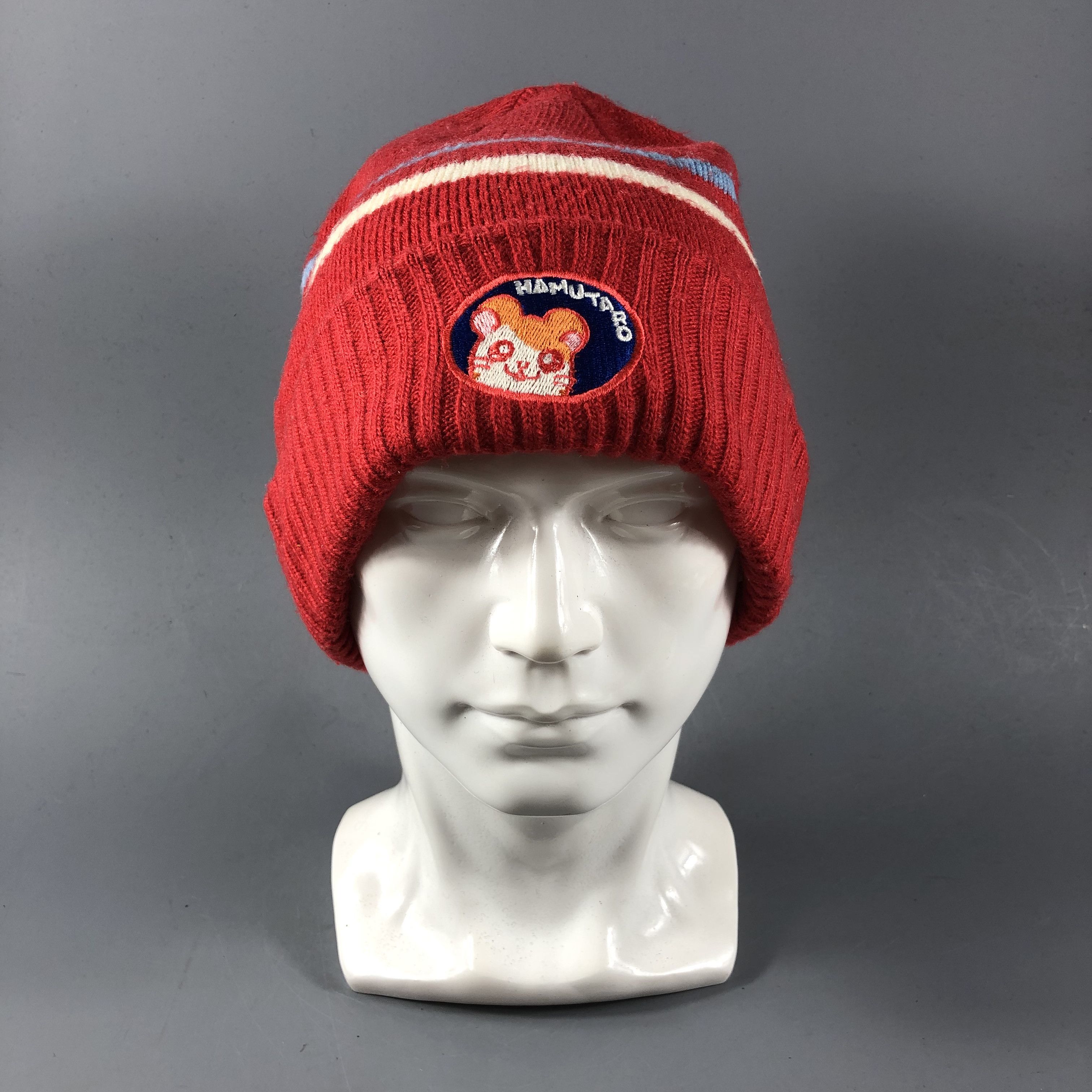 Japanese Brand Hamutaro Striped Knit Beanie Snowcap Snow Hat B708 Size ONE SIZE - 1 Thumbnail