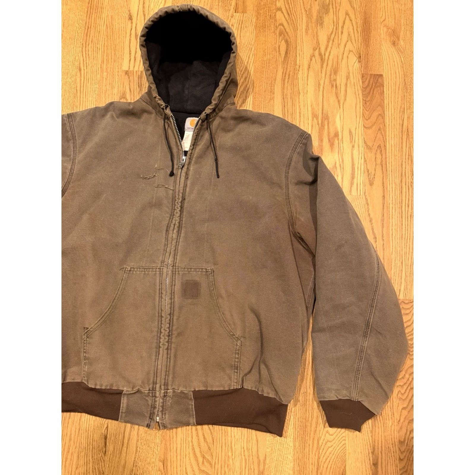 Carhartt VINTAGE Carhartt J68 Jacket Mens 2XLT Quilted Lined Distressed Workwear Bomber Jacket Brown, 90s USA Carhartt J68, Big & Tall Mens Jacket Size US XXL / EU 58 / 5 - 4 Thumbnail
