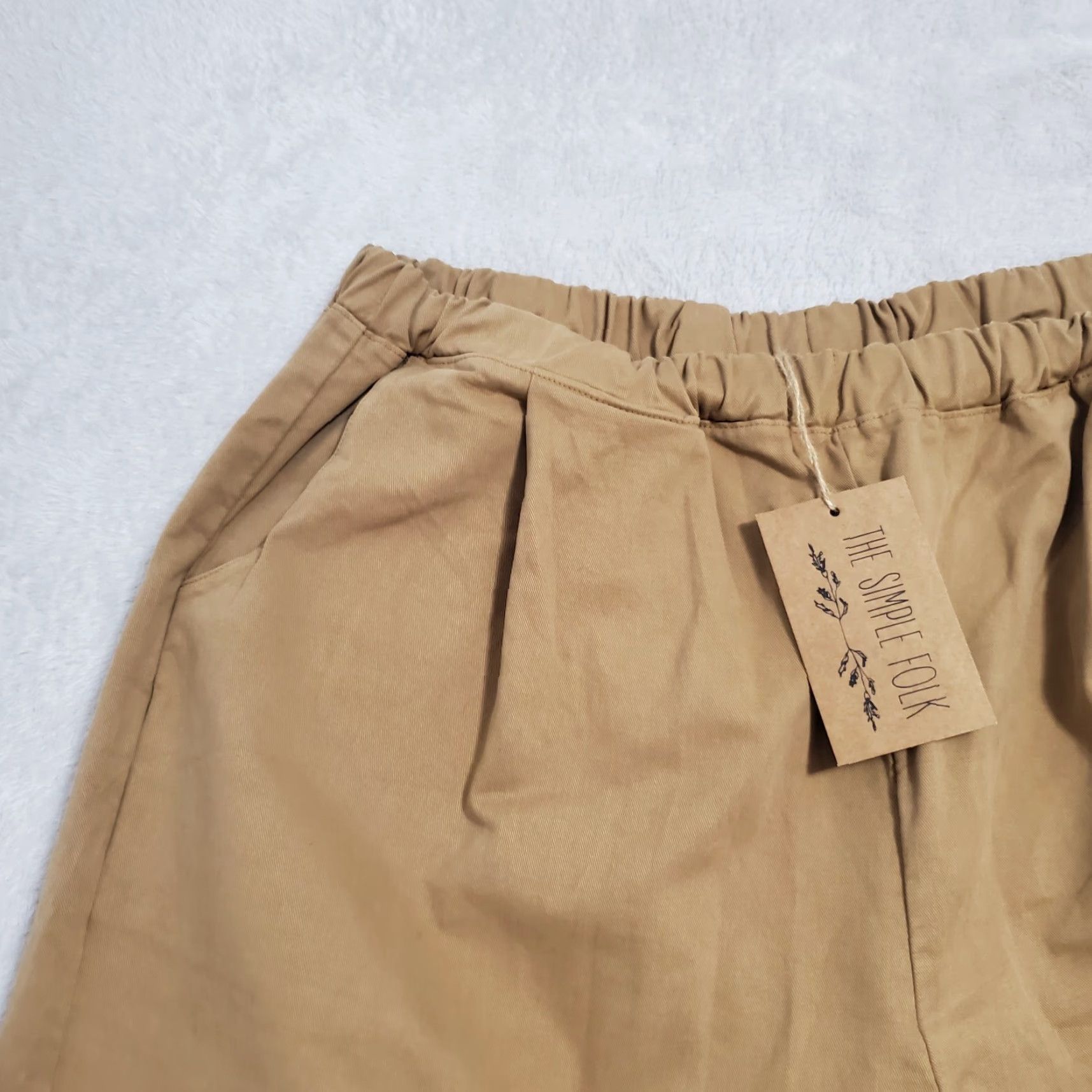 Vintage Simple Pants Womens 12 Camel Twill Cotton Elastic Waist NWT Size 34" / US 12 / IT 48 - 6 Thumbnail