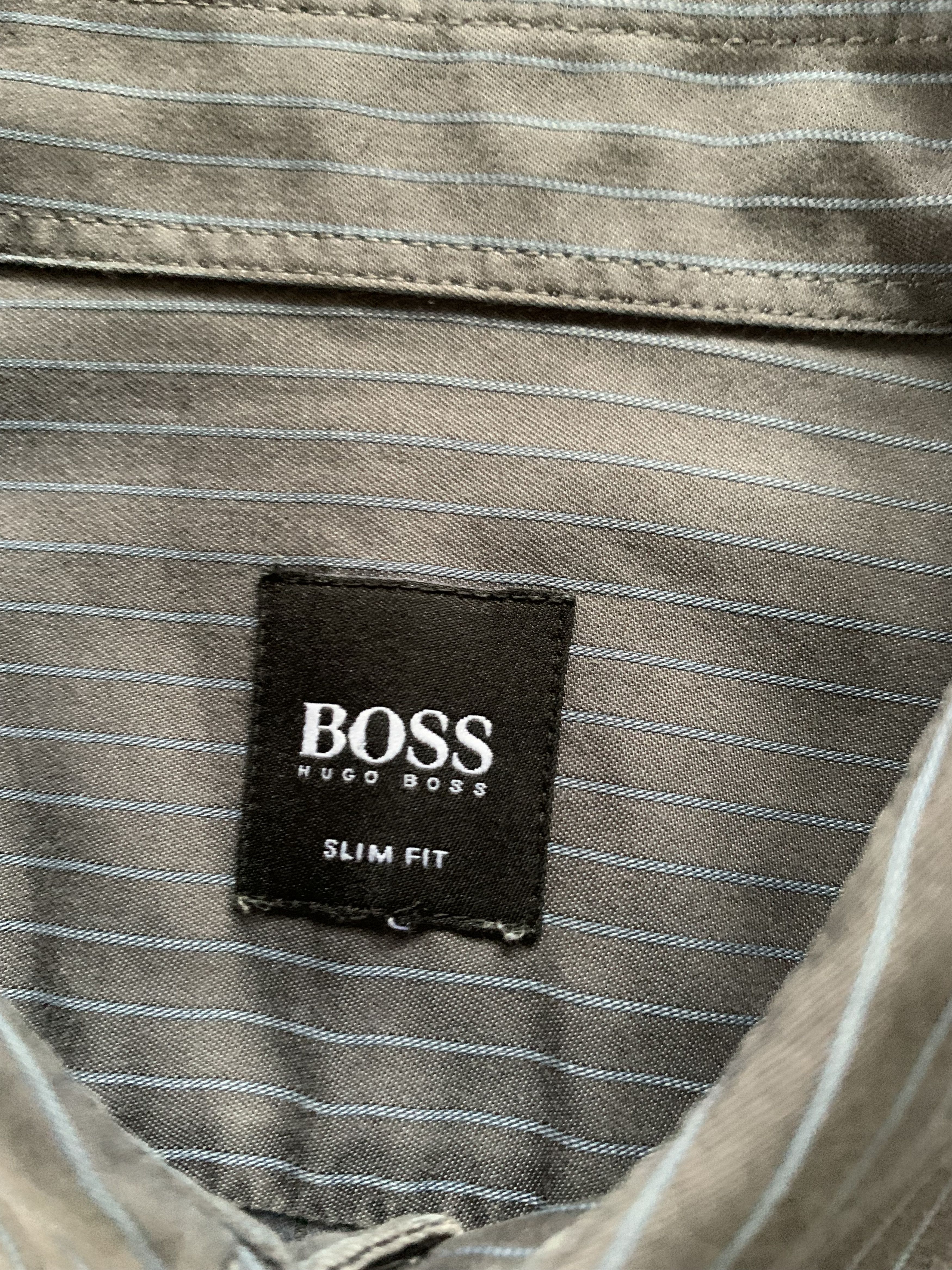 Hugo Boss Hugo Boss Grey Stripe Cotton Button Up Size US M / EU 48-50 / 2 - 5 Thumbnail