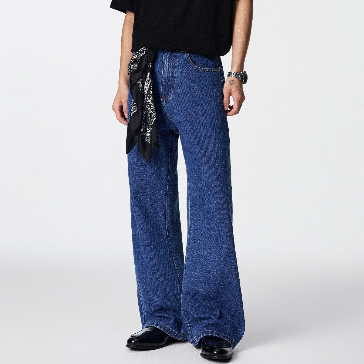 Jean American-style washed casual dark blue retro flared jeans Size US 32 / EU 48 - 2 Thumbnail