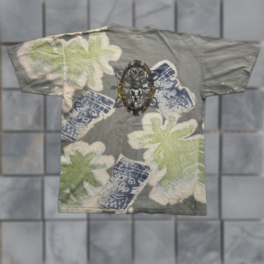 Vintage Global Generation Shirt Mens Large Gray Tiki Mask Palm All Over Graphic Tee Size US L / EU 52-54 / 3 - 1 Thumbnail