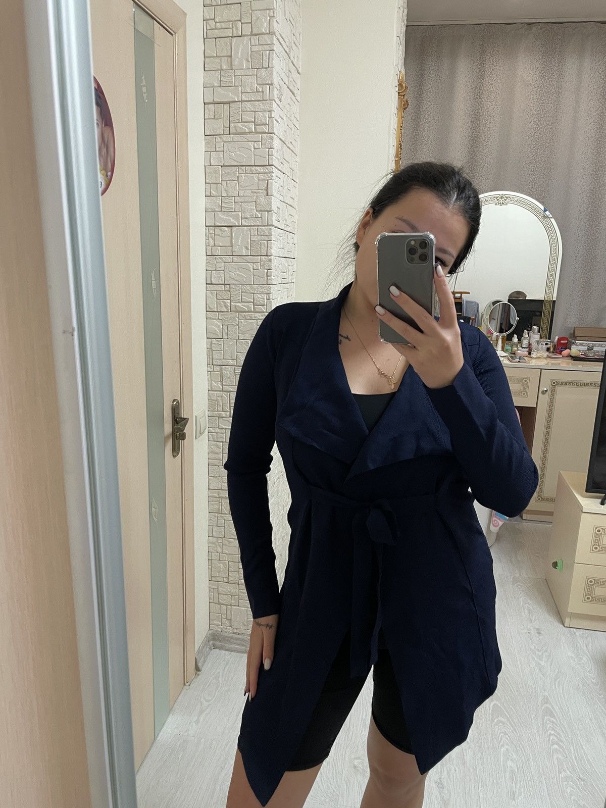 Scanlan Theodore Scanlan Theodore Crepe Knit Waterfall Cardigan Blue Size M Size M / US 6-8 / IT 42-44 - 1 Thumbnail