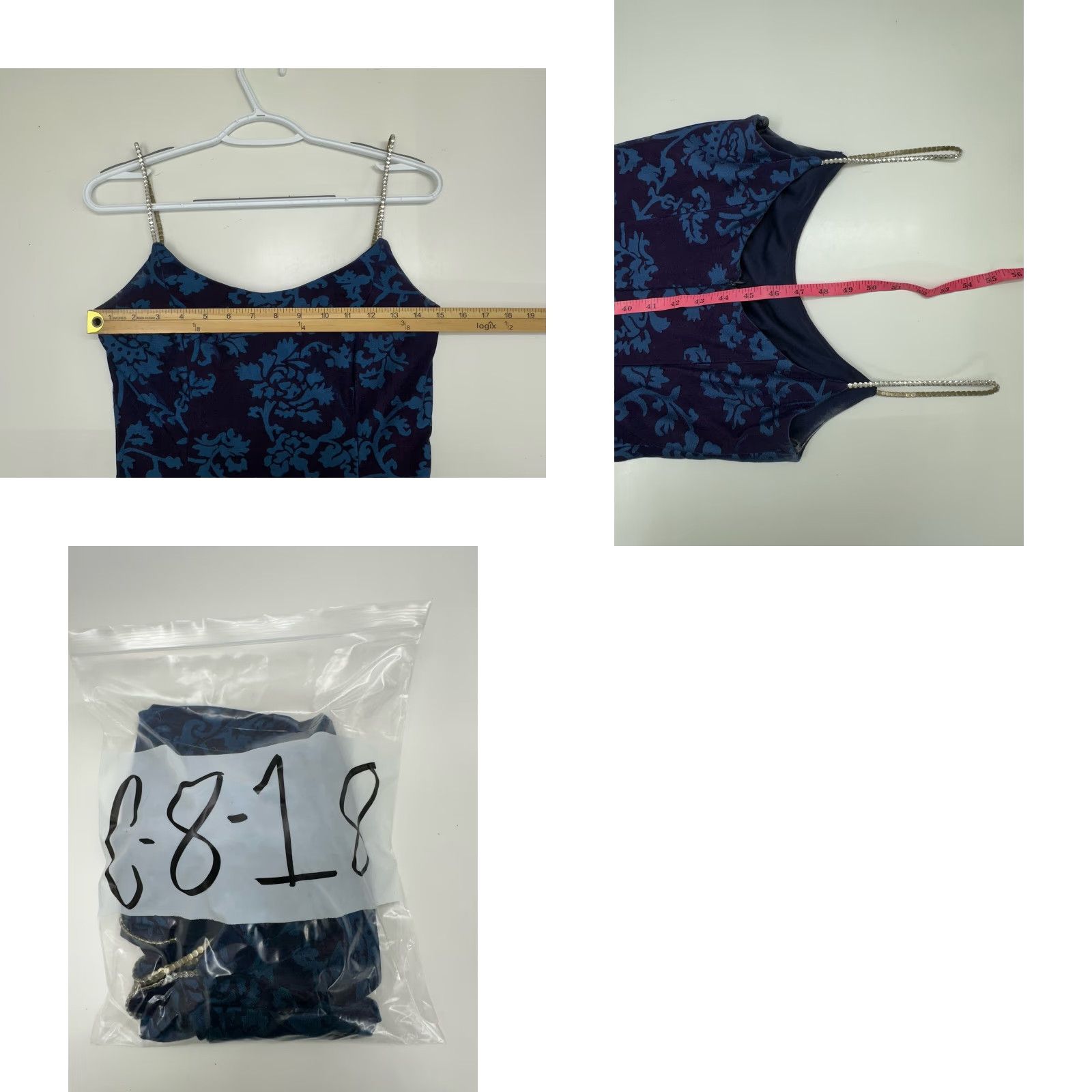 Vintage Bari Jay Womens Dress Maxi Blue Floral Size 6 Spaghetti Straps Vintage Size M / US 6-8 / IT 42-44 - 9 Thumbnail