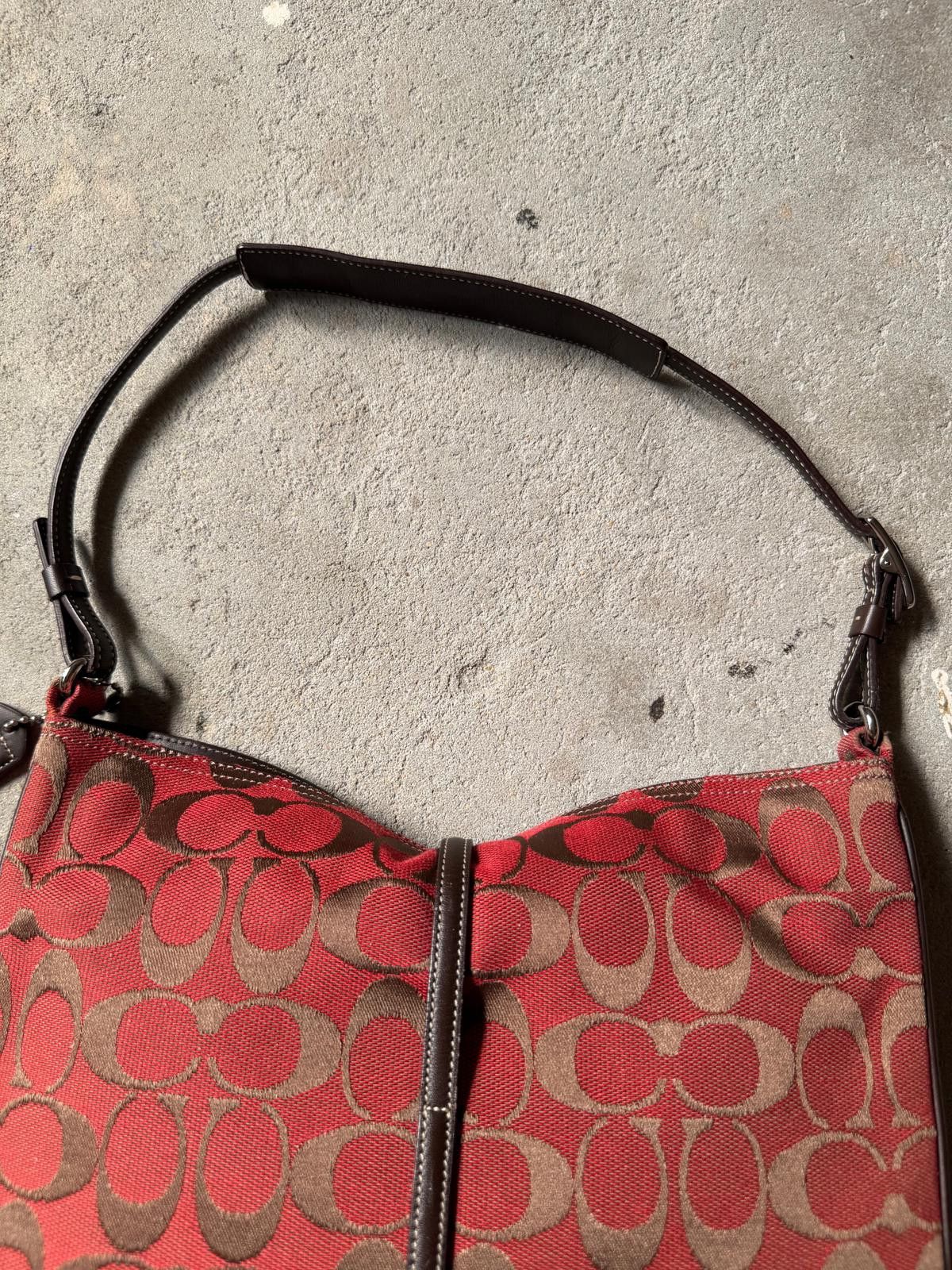 Coach Coach Hobo Signature Clip Canvas Handbag 'Red/Brown' Size ONE SIZE - 8 Thumbnail