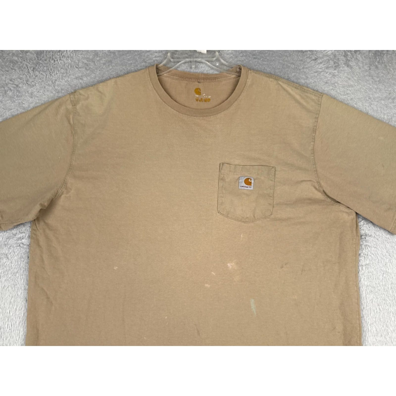 Carhartt Carhartt Shirt Mens 2XL Beige Crew Neck Short Sleeve Pocket Cotton Workwear K87 Size US XXL / EU 58 / 5 - 4 Thumbnail
