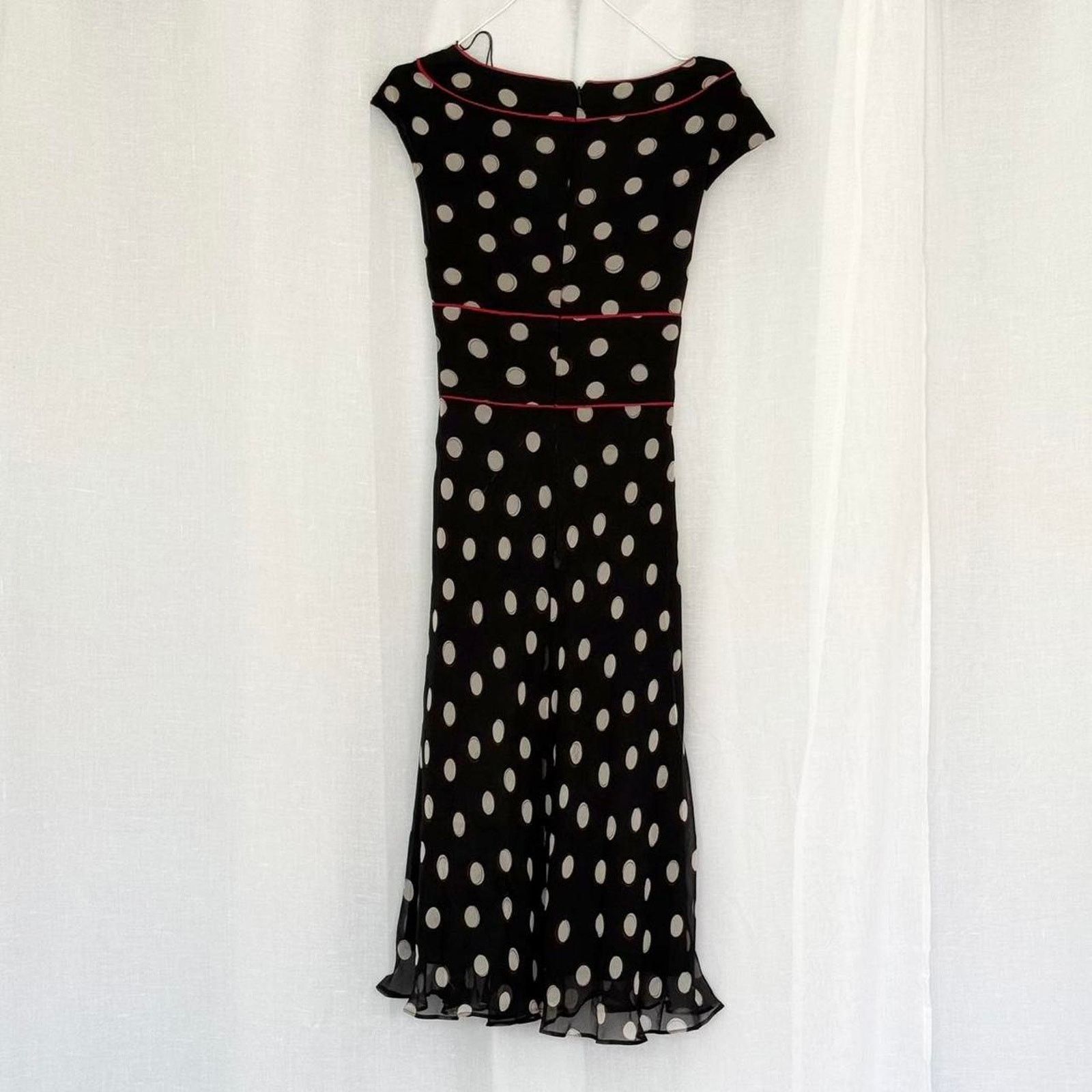 Adrianna Papell ✿ y2k polka dot wrap midi dress ✿ Size L / US 10 / IT 46 - 6 Thumbnail