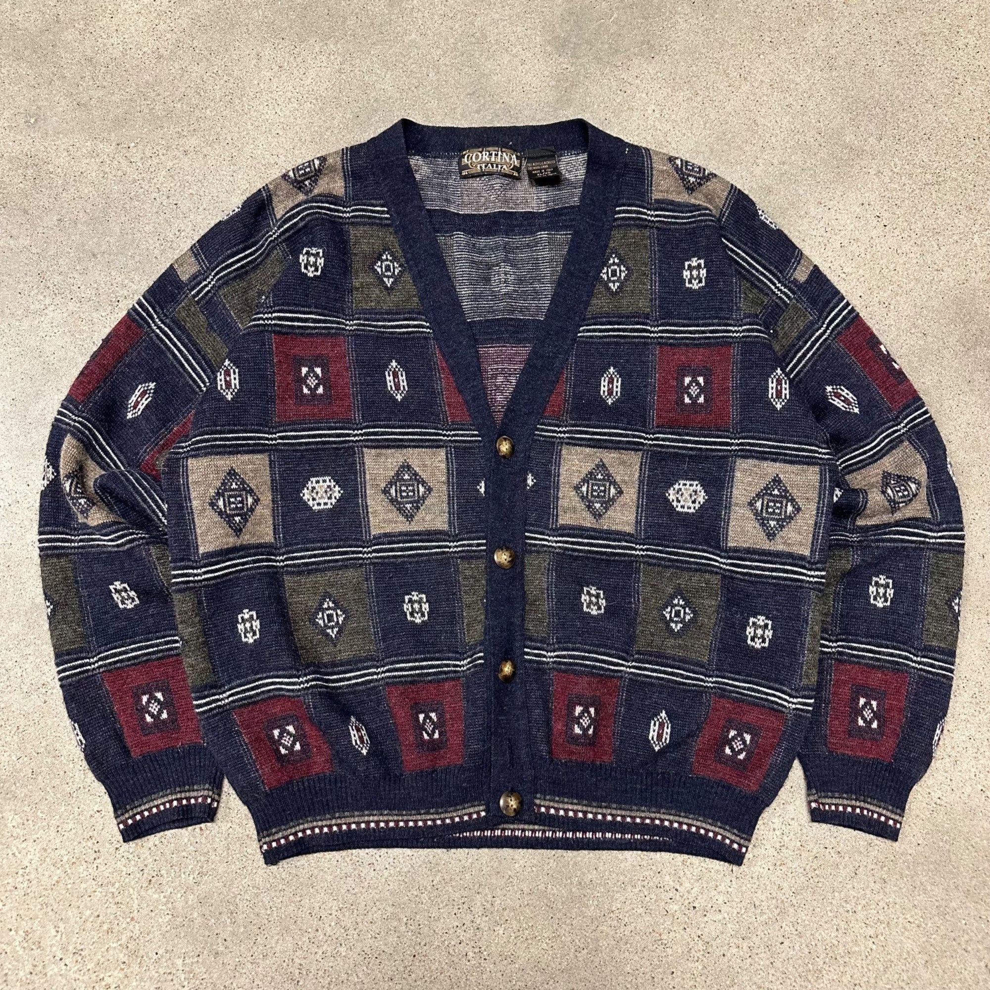 Vintage Vintage Unique Knit Cardigan Made In Italy Sweater Size US L / EU 52-54 / 3 - 1 Thumbnail