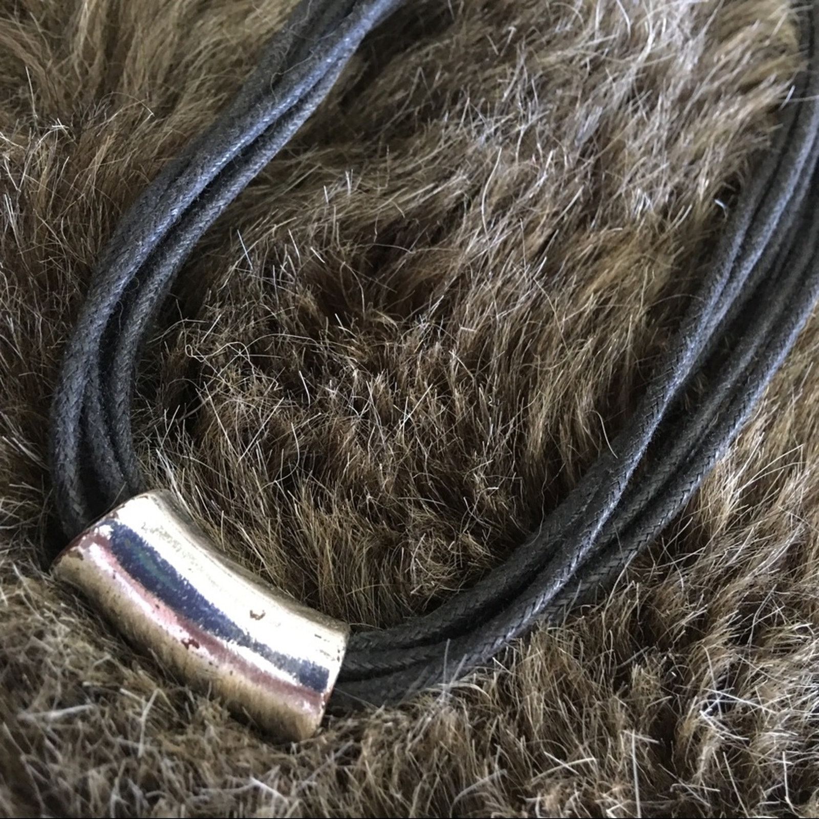 Jewelry Multi strand leather cord silver accent choker Size ONE SIZE - 6 Thumbnail