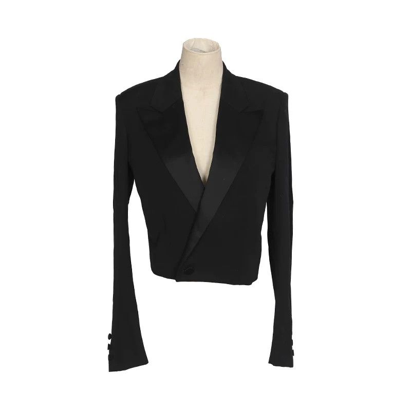 Saint Laurent Paris Saint Laurent Black Cropped Blazer Size XS / US 0-2 / IT 36-38 - 1 Thumbnail