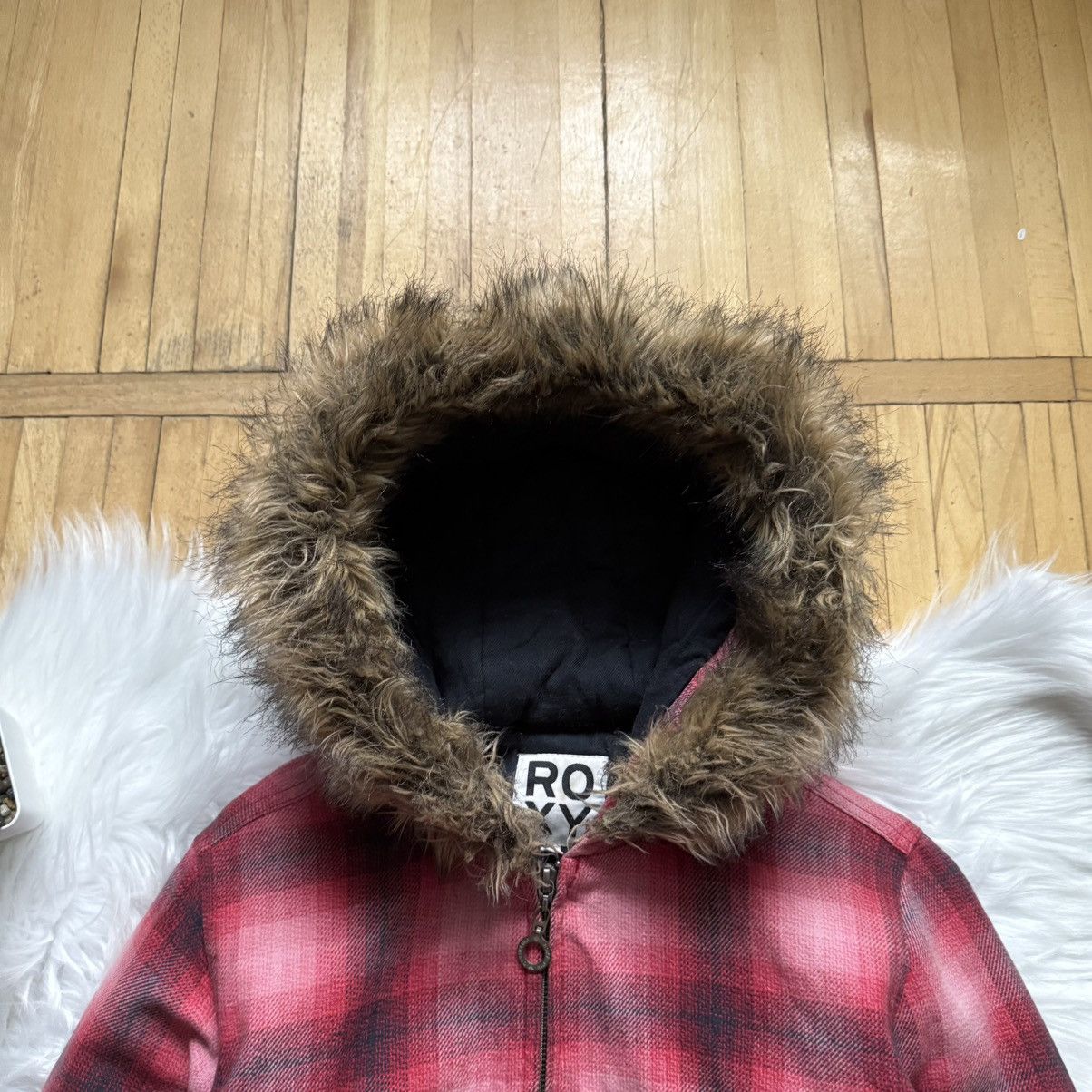 If Six Was Nine 📌 Vintage Roxy Quiksilver Faux Fur Y2K Bomber Jacket Size S / US 4 / IT 40 - 5 Thumbnail