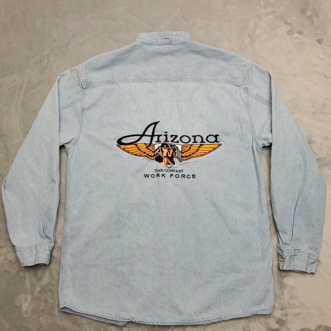 Vintage VINTAGE Arizona Jean Company Shirt Mens XL Blue Denim Work Force Embroidered 90s Shirt Mens XL Blue Denim Work Force Embroidered 90s Size US XL / EU 56 / 4 - 7 Thumbnail