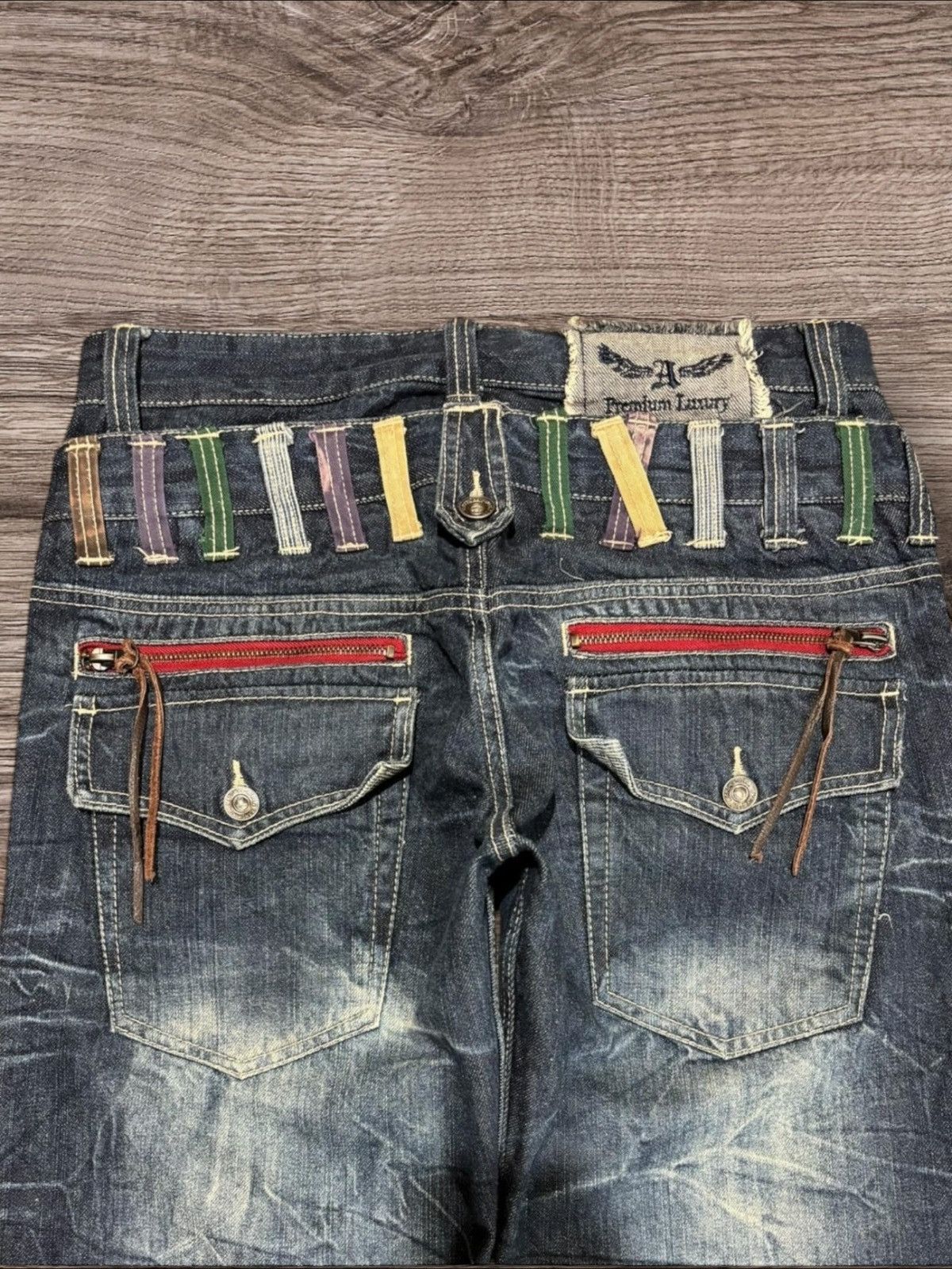 semanticdesign Y2k Punk Style Antfui Double Waist Whisker Faded Punk Jeans Size US 31 - 4 Thumbnail