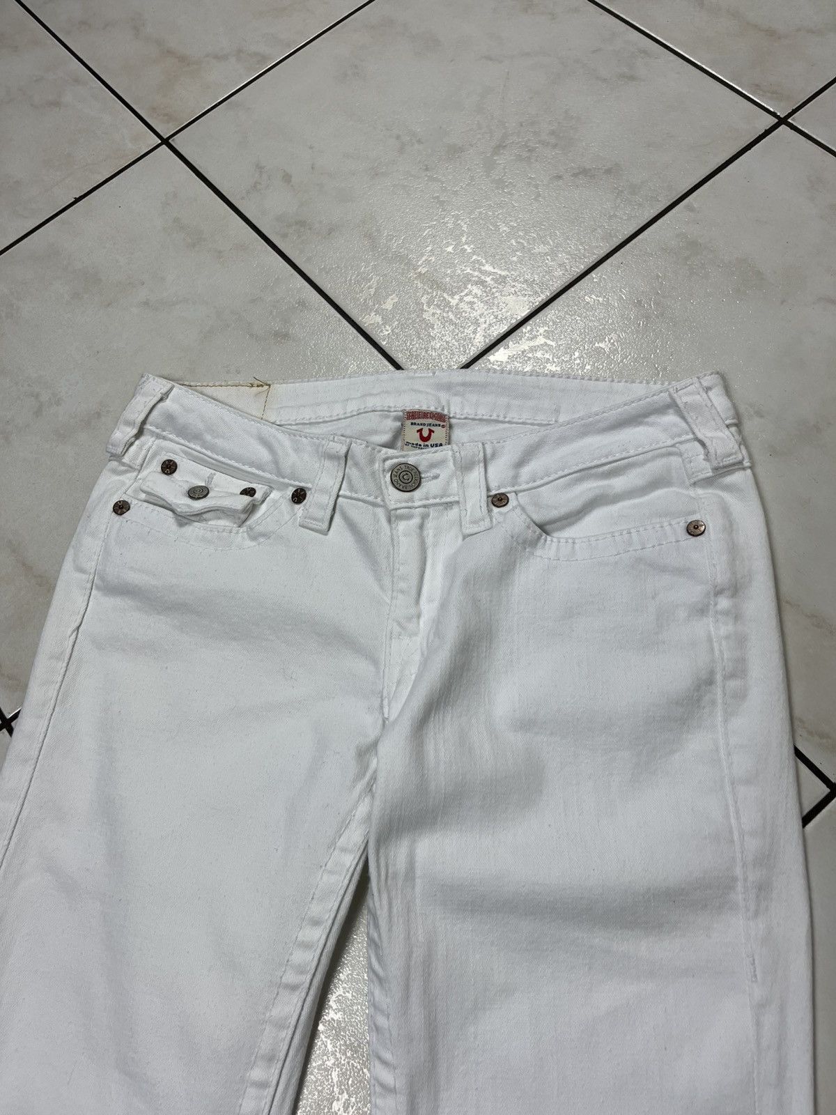True Religion × Vintage Vintage True Religlion y2k white denim jeans low waist slim Size US 30 / EU 46 - 3 Thumbnail