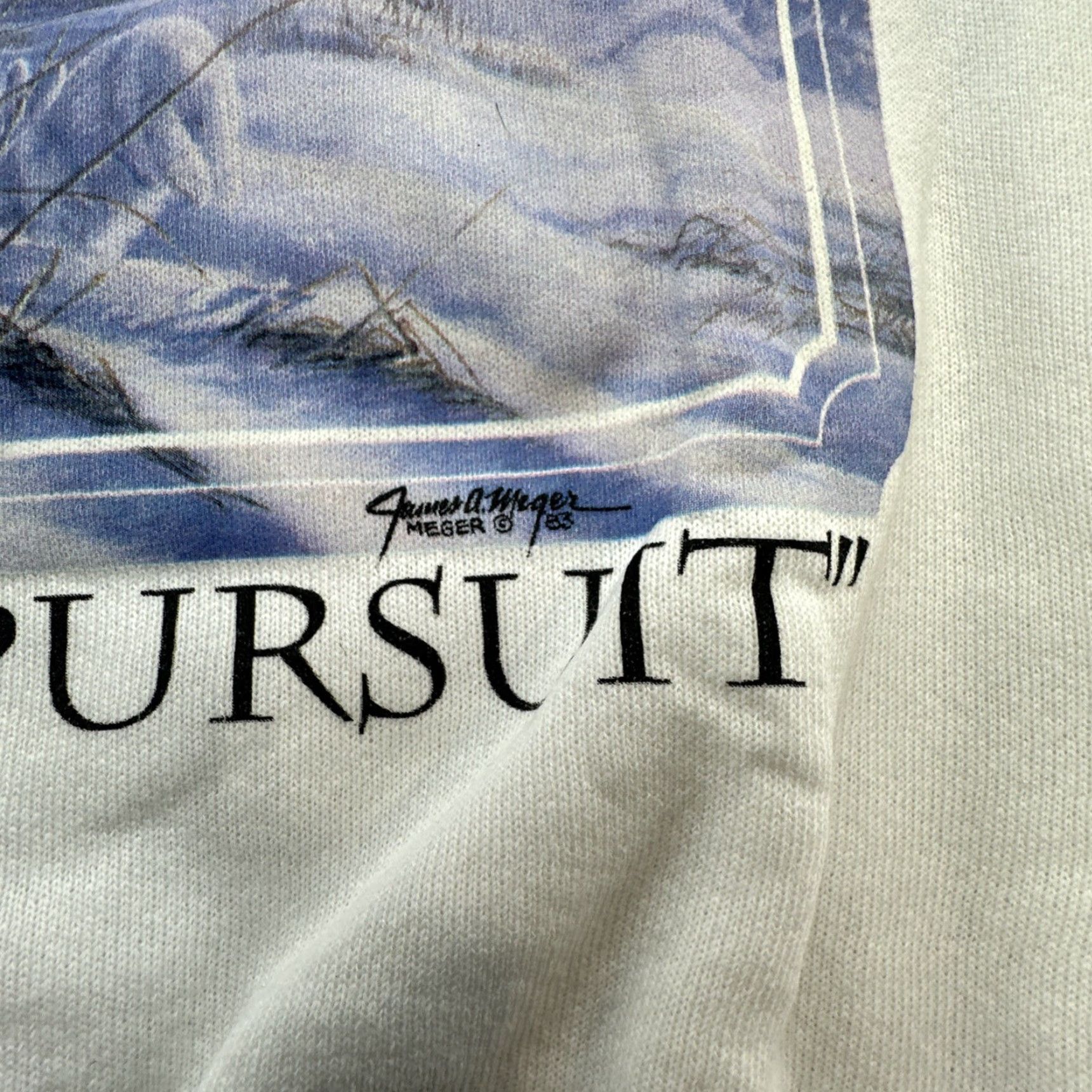 Fruit Of The Loom Fruit of the Loom Sweatshirt Small White Snow Pursuit Crew Neck Pullover Mens S Vintage No Size US S / EU 44-46 / 1 - 2 Thumbnail