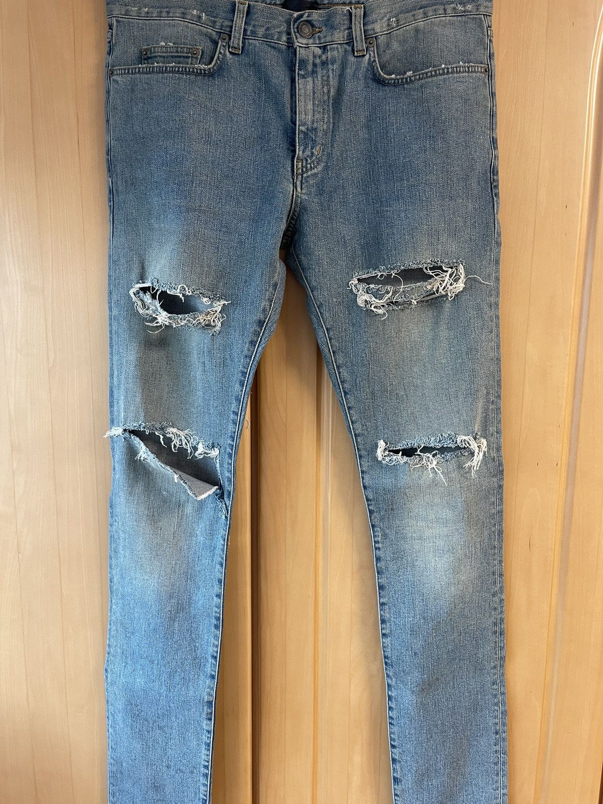 Image of Hedi Slimane x Saint Laurent Paris Slp - Saint Laurent Paris Jeans By Hedi / Double Slash in Blue (