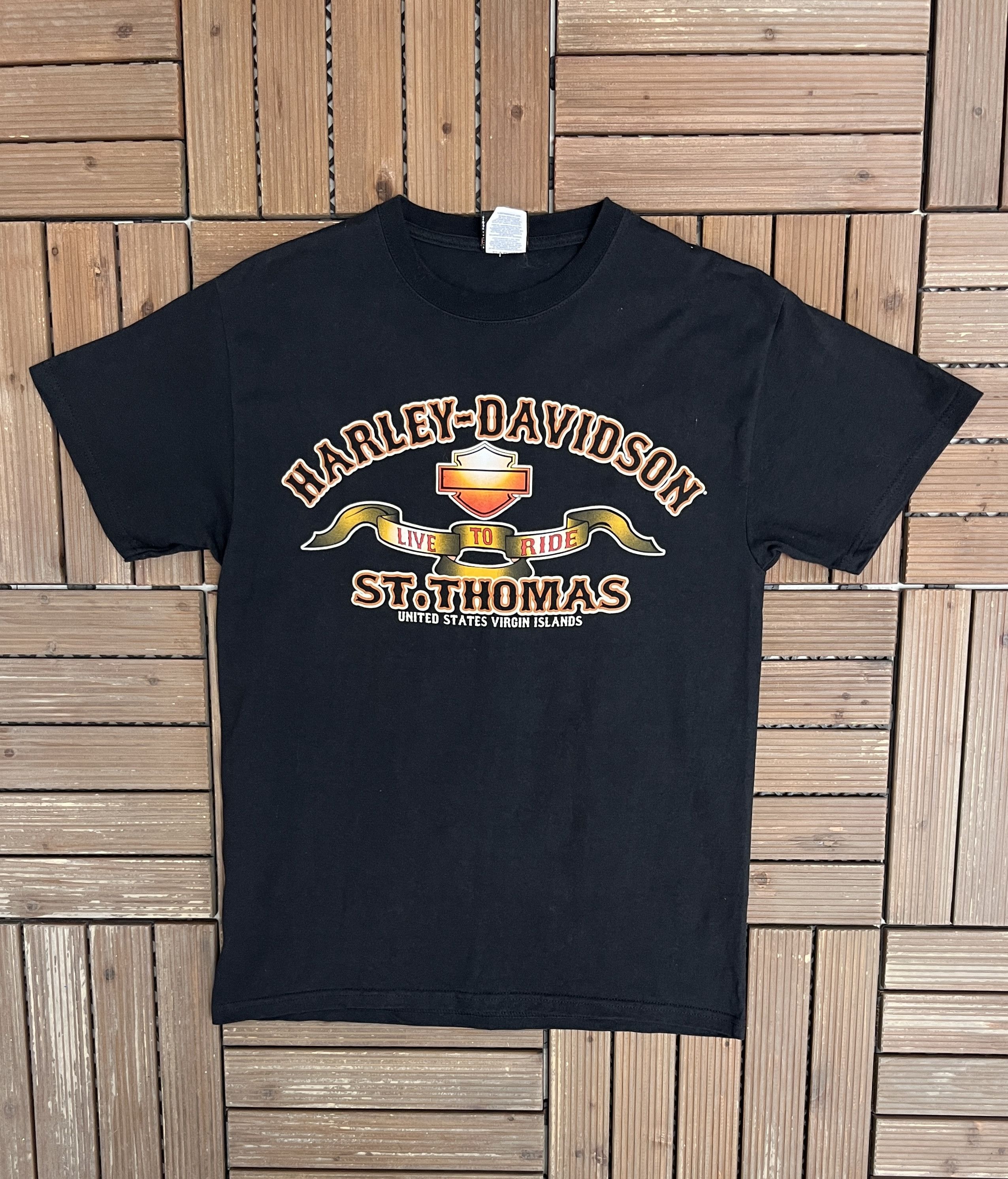 Vintage Harley Davidson St. Thomas Vintage Black T-Shirt Tee Size US M / EU 48-50 / 2 - 1 Thumbnail
