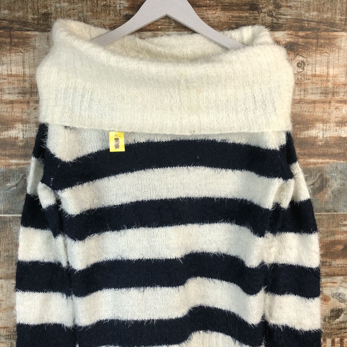 Homespun Knitwear × Japanese Brand × OVER THE STRiPES DLL Leah Matin BlueStripe Turtle Neck Knitwear #C041 Size M / US 6-8 / IT 42-44 - 5 Thumbnail